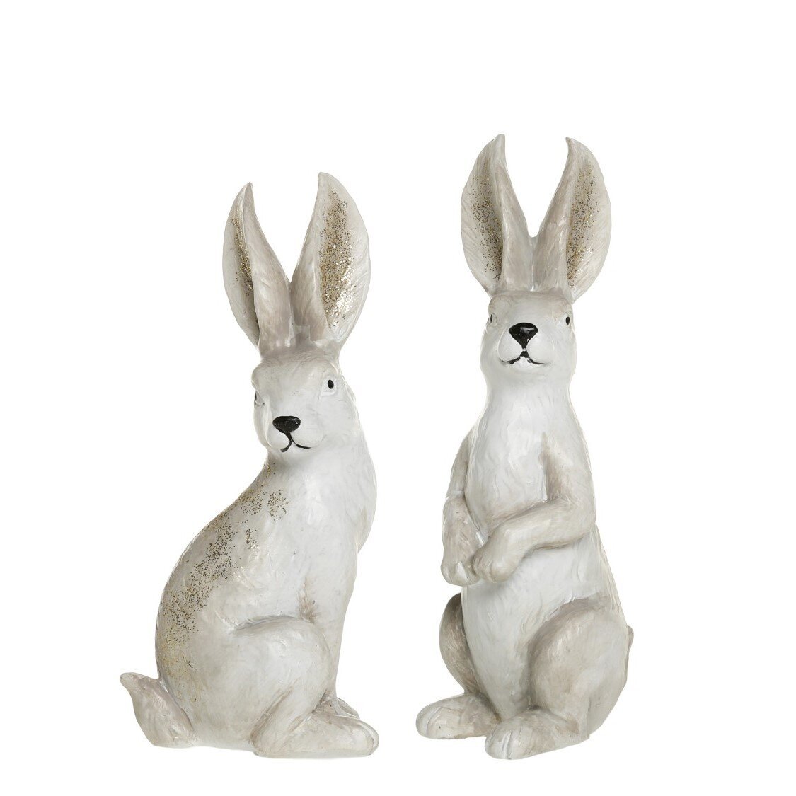 Kaninchen mit Glitzer im Set, antique creme 