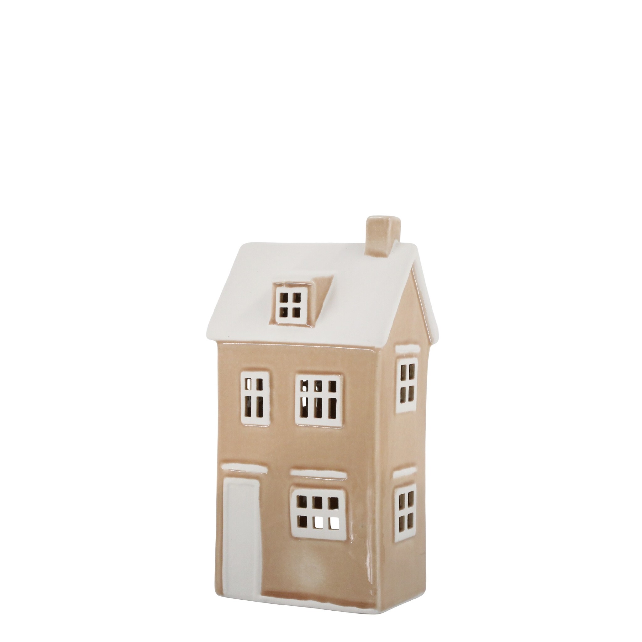 Keramikhäuschen Chamonix 6 für Teelicht, beige 