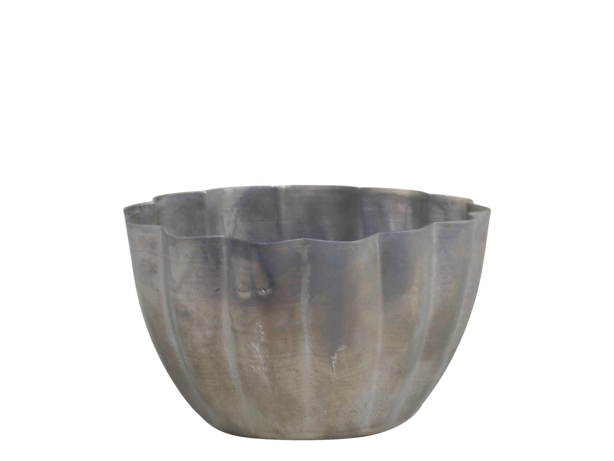 Kerzenhalter aus Eisen mit Rillen, antik zink Ø9,5 x H6cm, für Stabkerzen