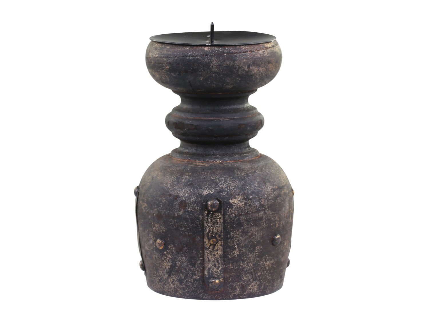 Kerzenhalter aus Mangoholz, antique kohle 