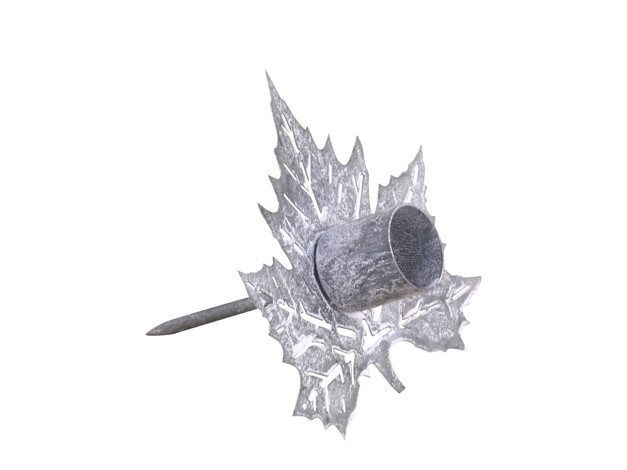Kerzenhalter Blatt mit Spieß, antique zink 