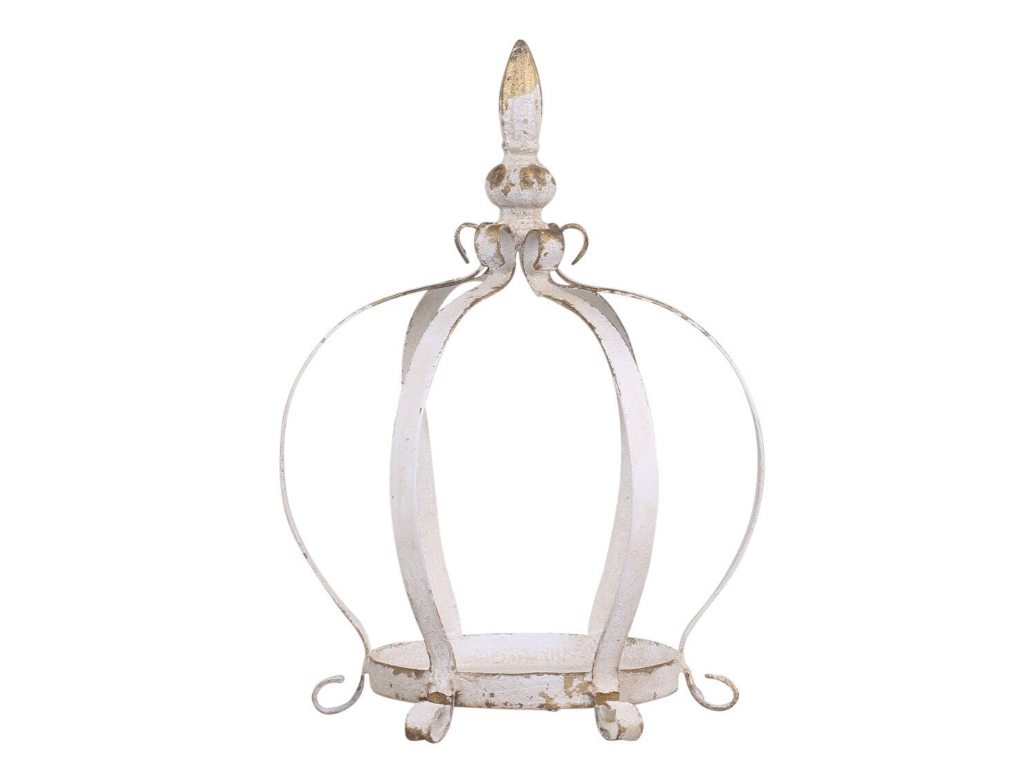 Kerzenhalter Krone auf Füßen, antik creme H24/Ø17 cm