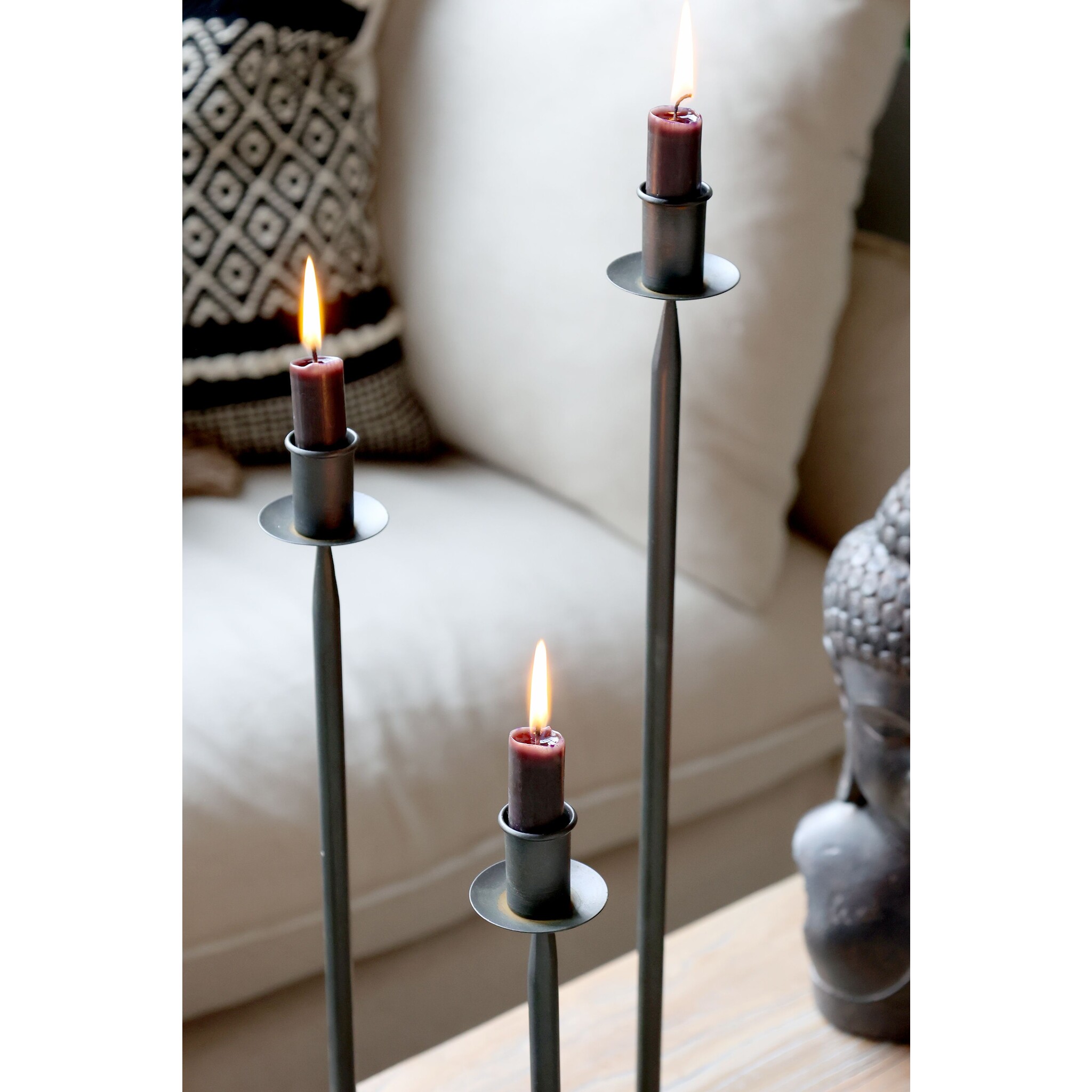 Kerzenständer antik schwarz aus Eisen, schwarz 