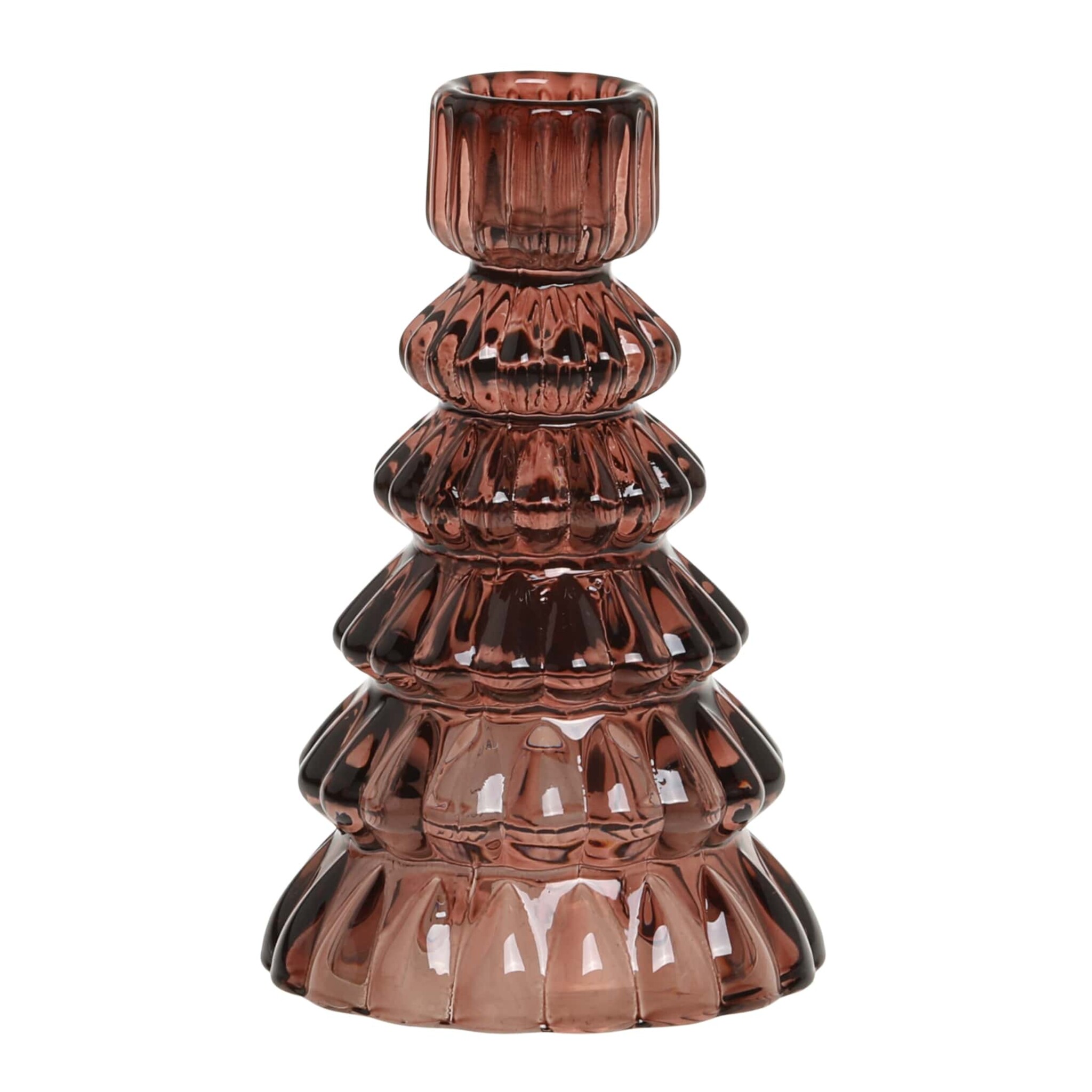 Kerzenständer aus Glas für Stabkerzen, cherry Höhe 13, Ø 8,5 cm