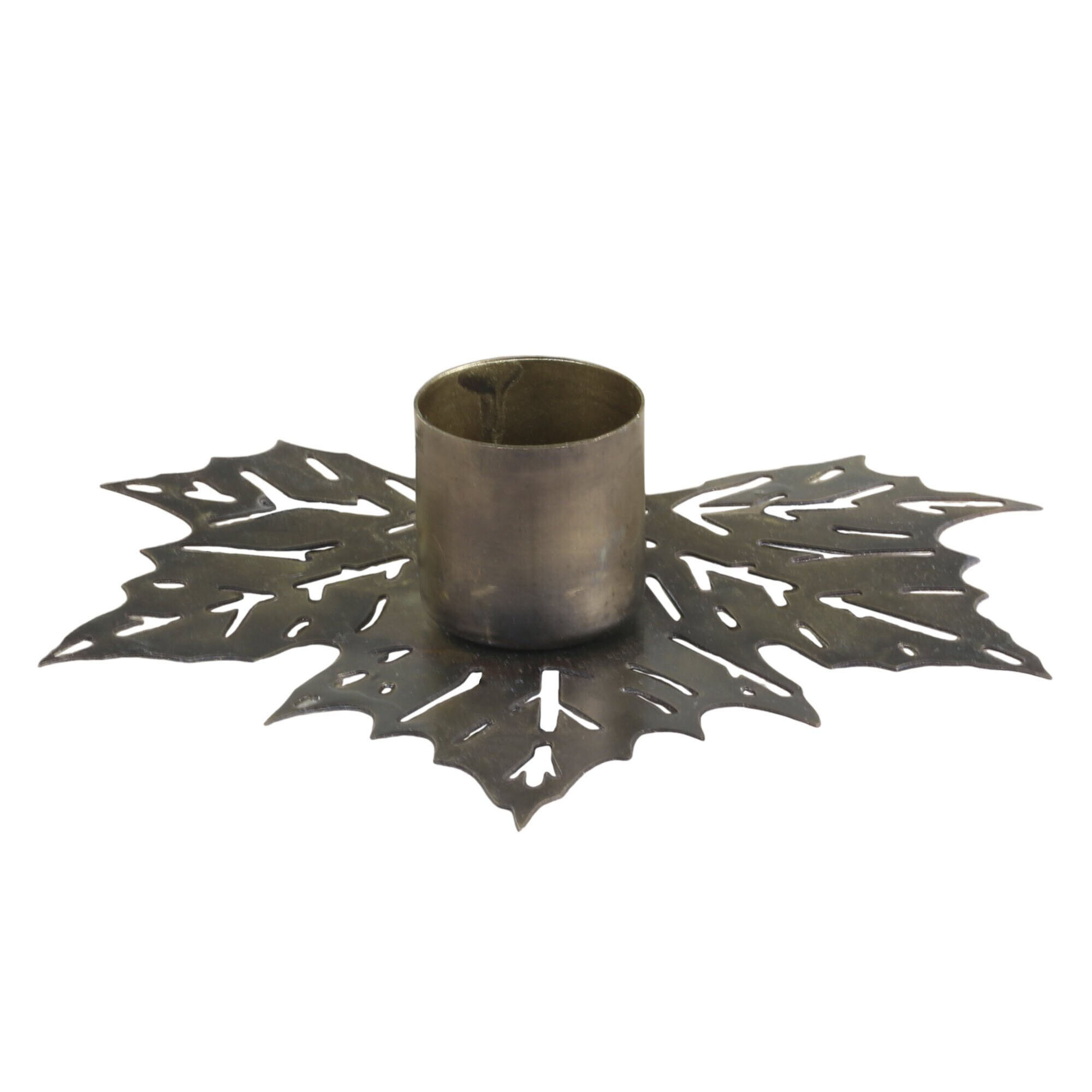 Kerzenständer Blatt für Mini Stabkerze, antique messing 