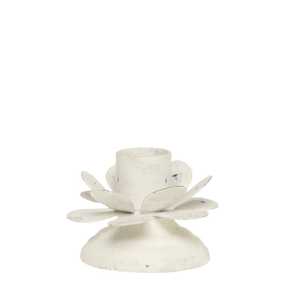 Kerzenständer Eisen in Blumenform, antique creme 