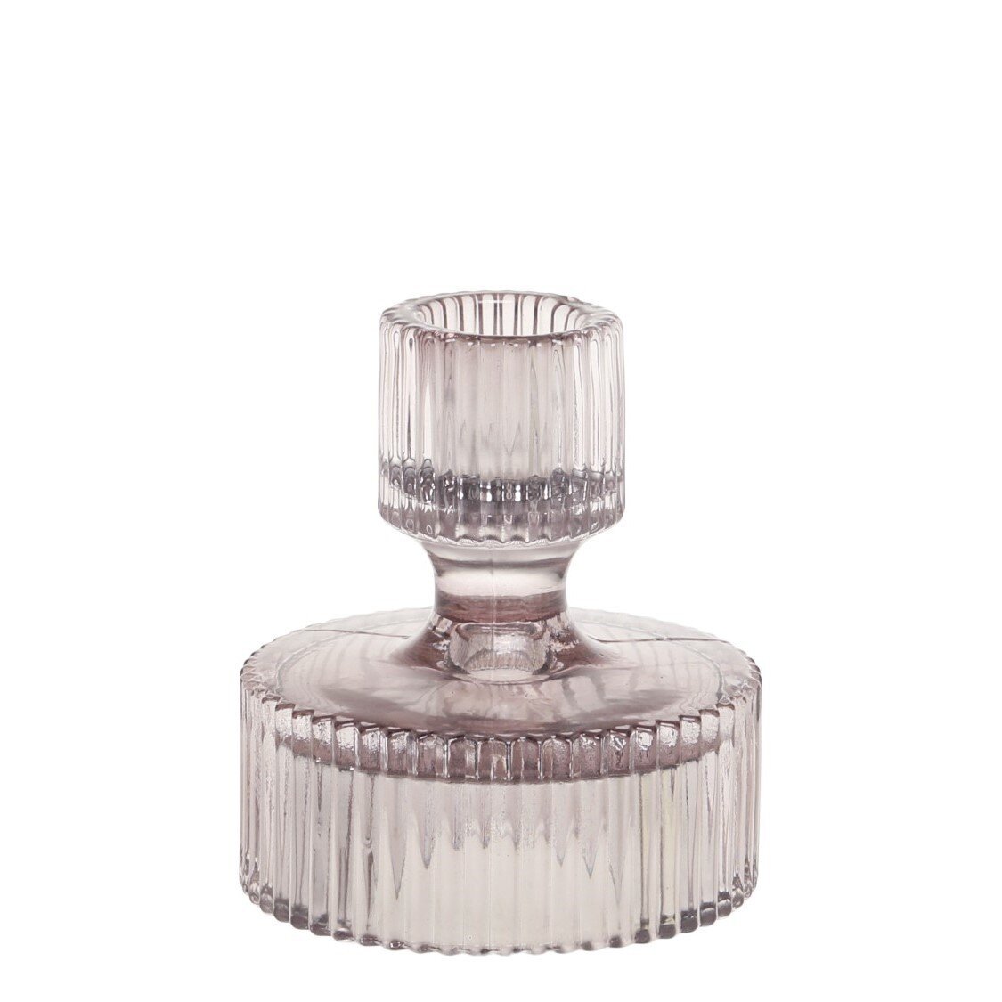 Kerzenständer für Stabkerzen aus Glas, taupe 