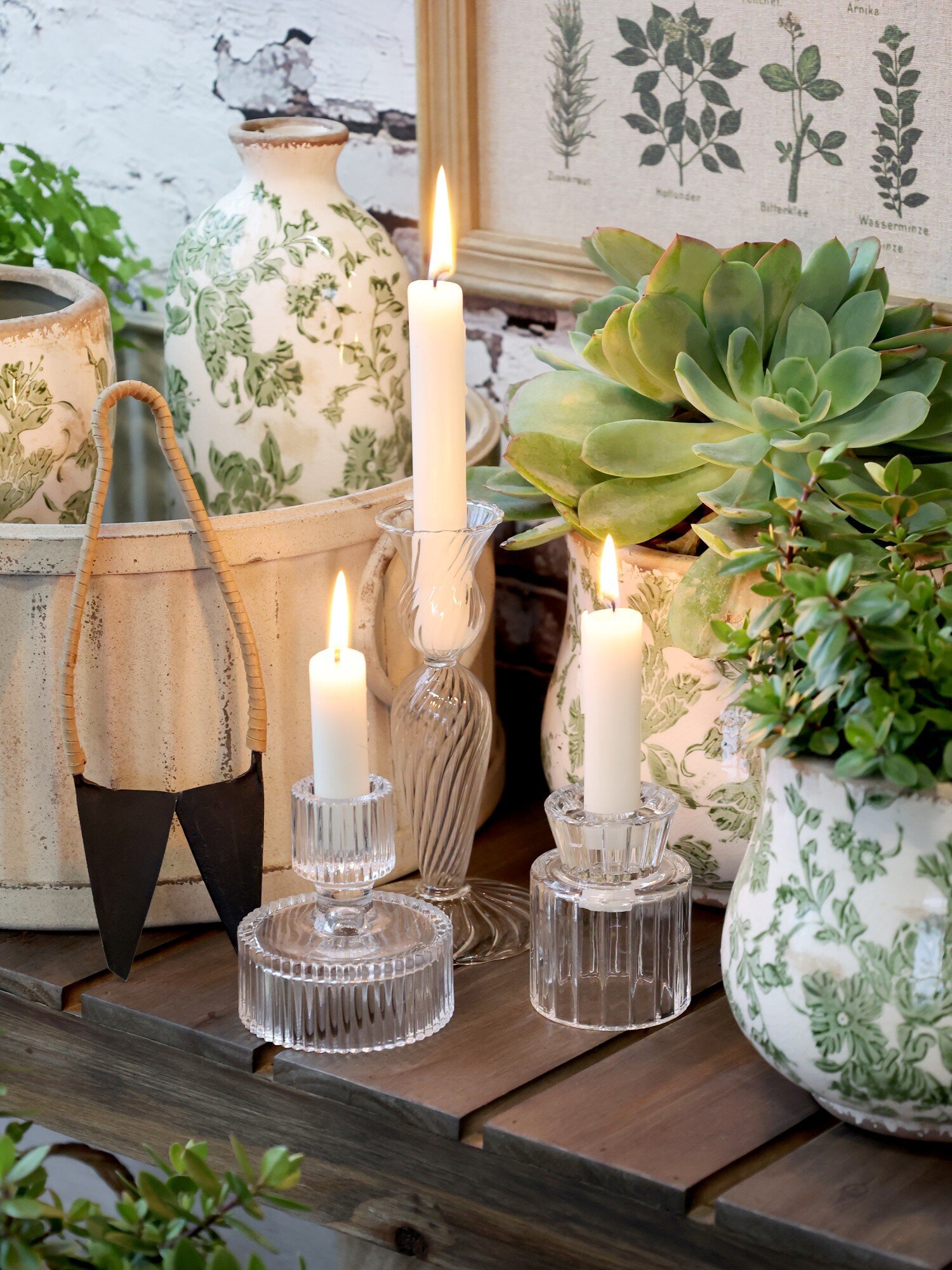 LOORGVEL Glas Kerzenhalter 2er Set - Windgeschützter Schutz Für Stabkerzen 15 Cm