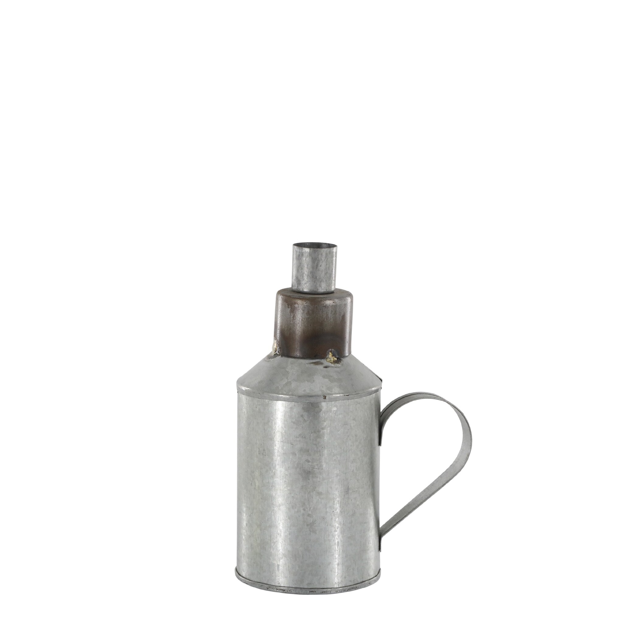 Kerzenständer für Stabkerzen, mit Henkel, Zink, grau H17, Ø7.5 cm