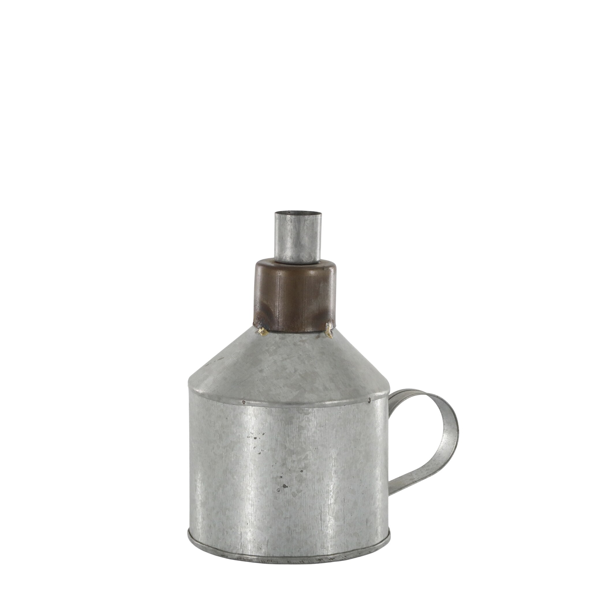 Kerzenständer für Stabkerzen, mit Henkel, Zink, grau H16, Ø10 cm