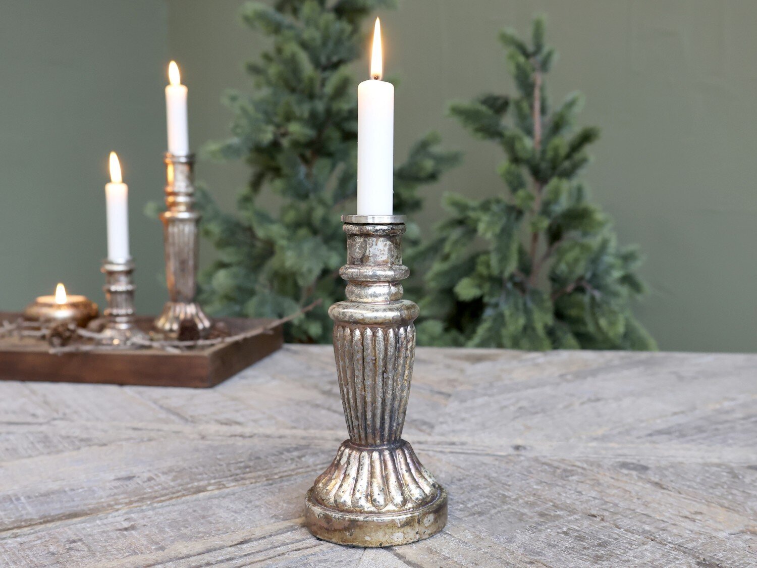 Kerzenständer Glas antique Kupfer, gold Höhe 18, Ø 8,5 cm