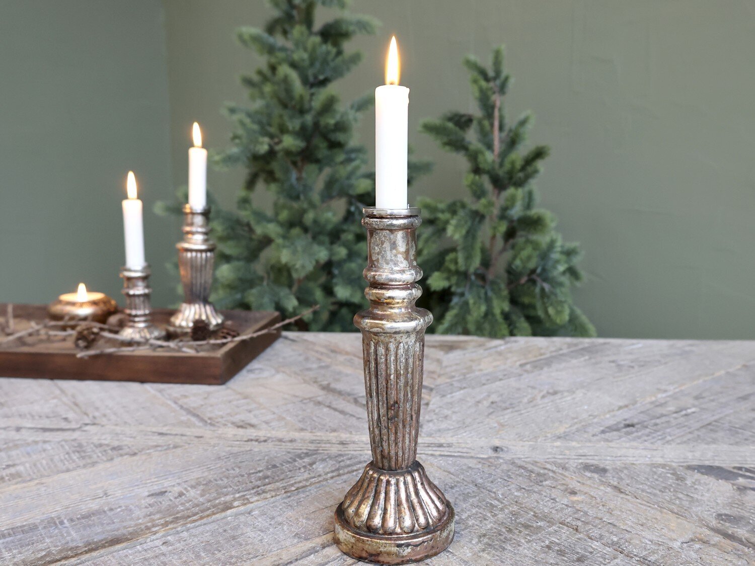 Kerzenständer Glas antique Kupfer, gold Höhe 23, Ø 8,5 cm