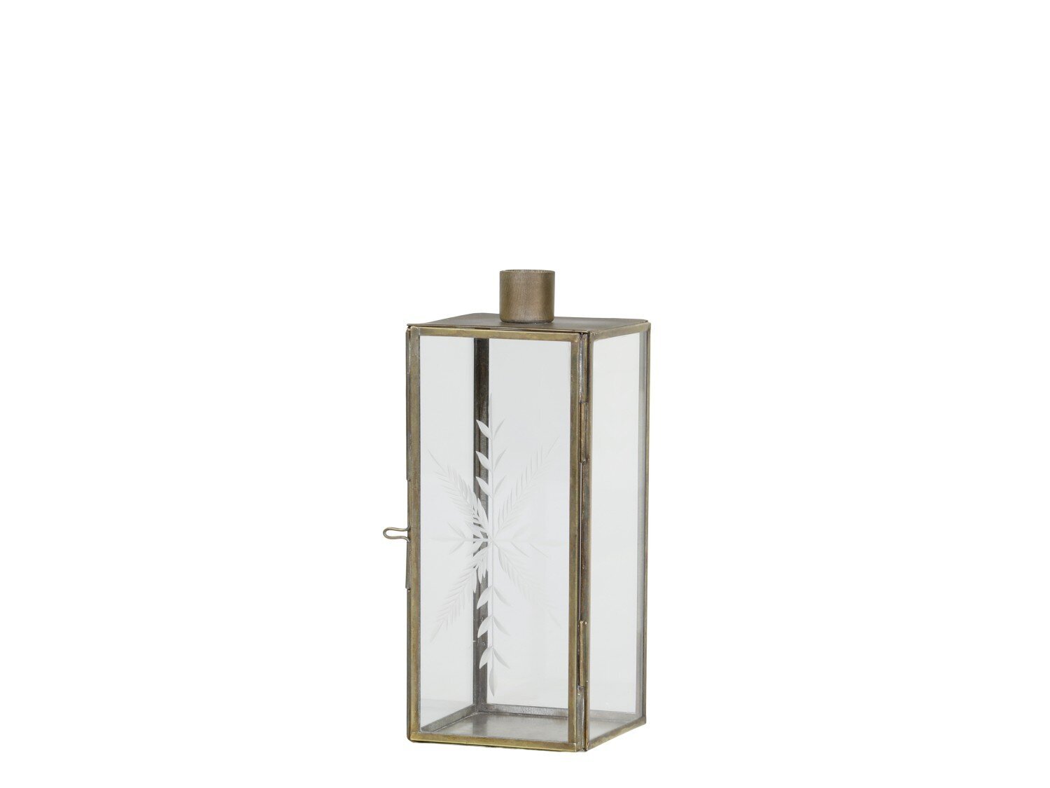 Kerzenständer Glas und Metall mit Schliff, messing Höhe 19, Länge: 7,5, Breite: 7,5 cm