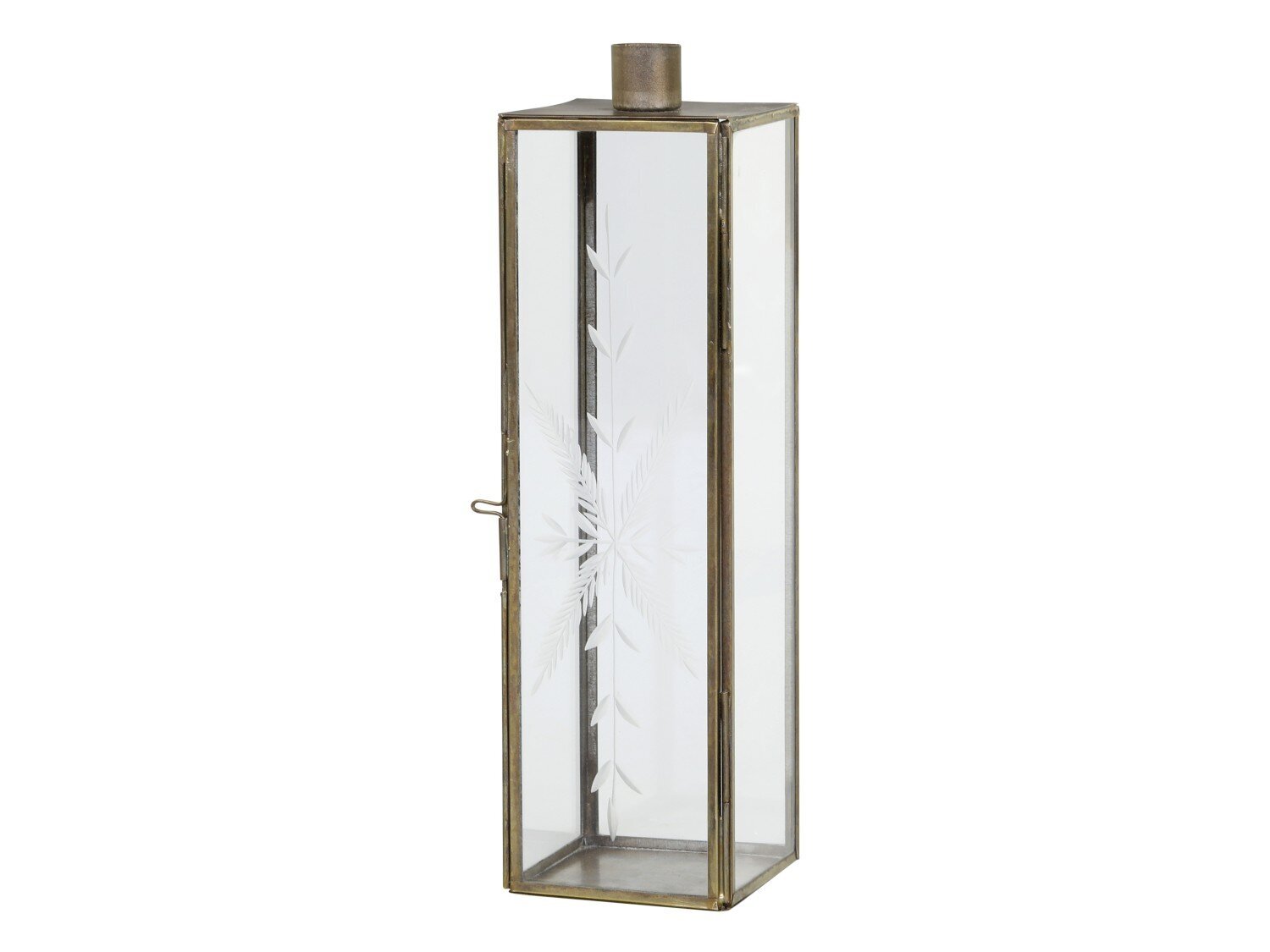 Kerzenständer Glas und Metall mit Schliff, messing Höhe 27, Länge: 7,5, Breite: 7,5 cm