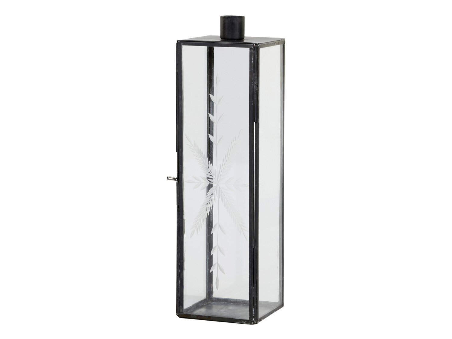 Kerzenständer Glas und Metall mit Schliff, schwarz Höhe 27, Länge: 7,5, Breite: 7,5 cm