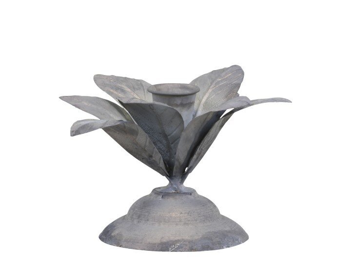 Kerzenständer mit Blüte, antique zink H9 x Ø12 cm
