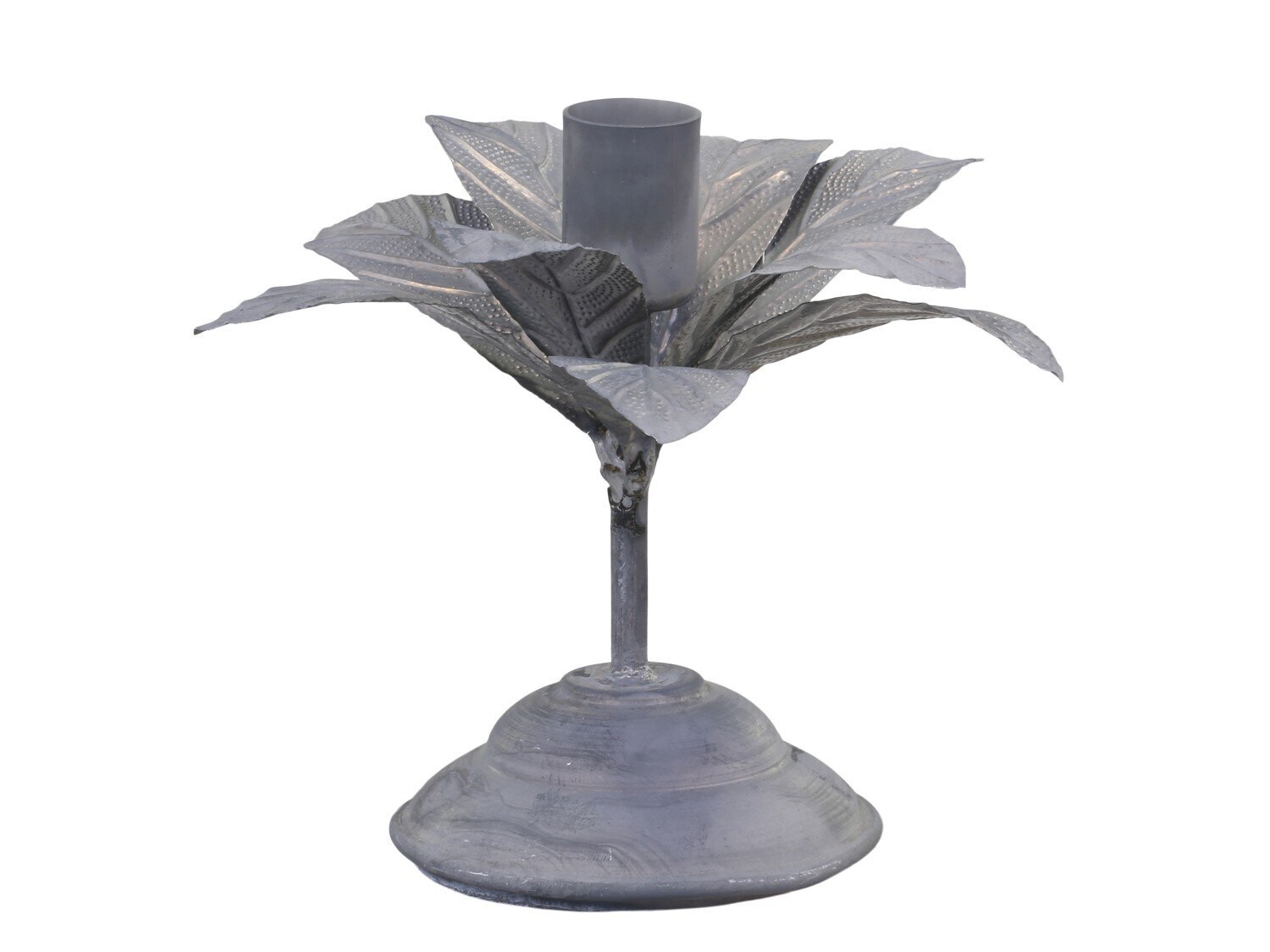 Kerzenständer mit Blüte, antique zink H13 x Ø14 cm
