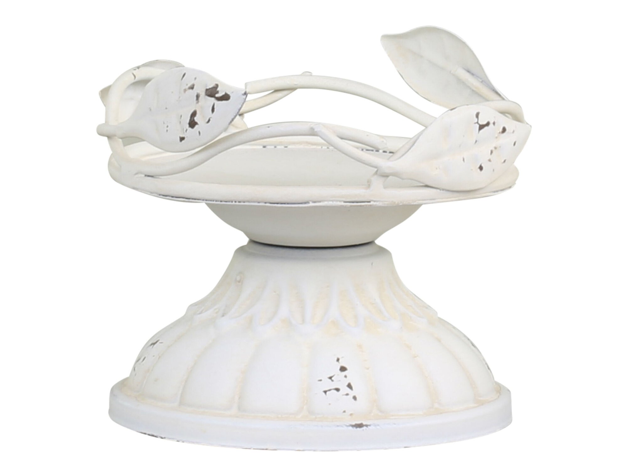 Kerzenständer mit Dekor für Stumpenkerze, creme Höhe 8 / Ø 8 cm