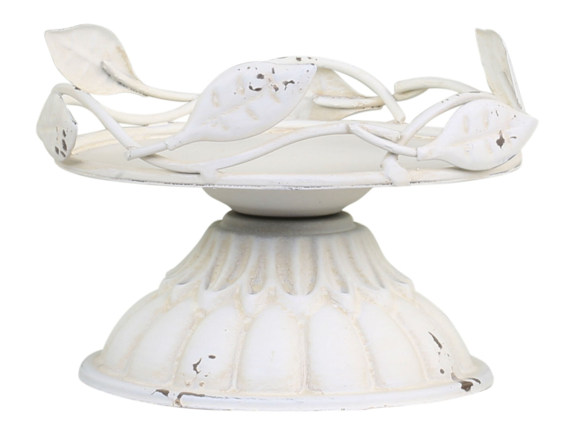 Kerzenständer mit Dekor für Stumpenkerze, creme Höhe 8,5 / Ø 10 cm