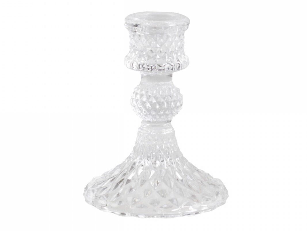 Kerzenständer mit Diamantenschliff, klar 