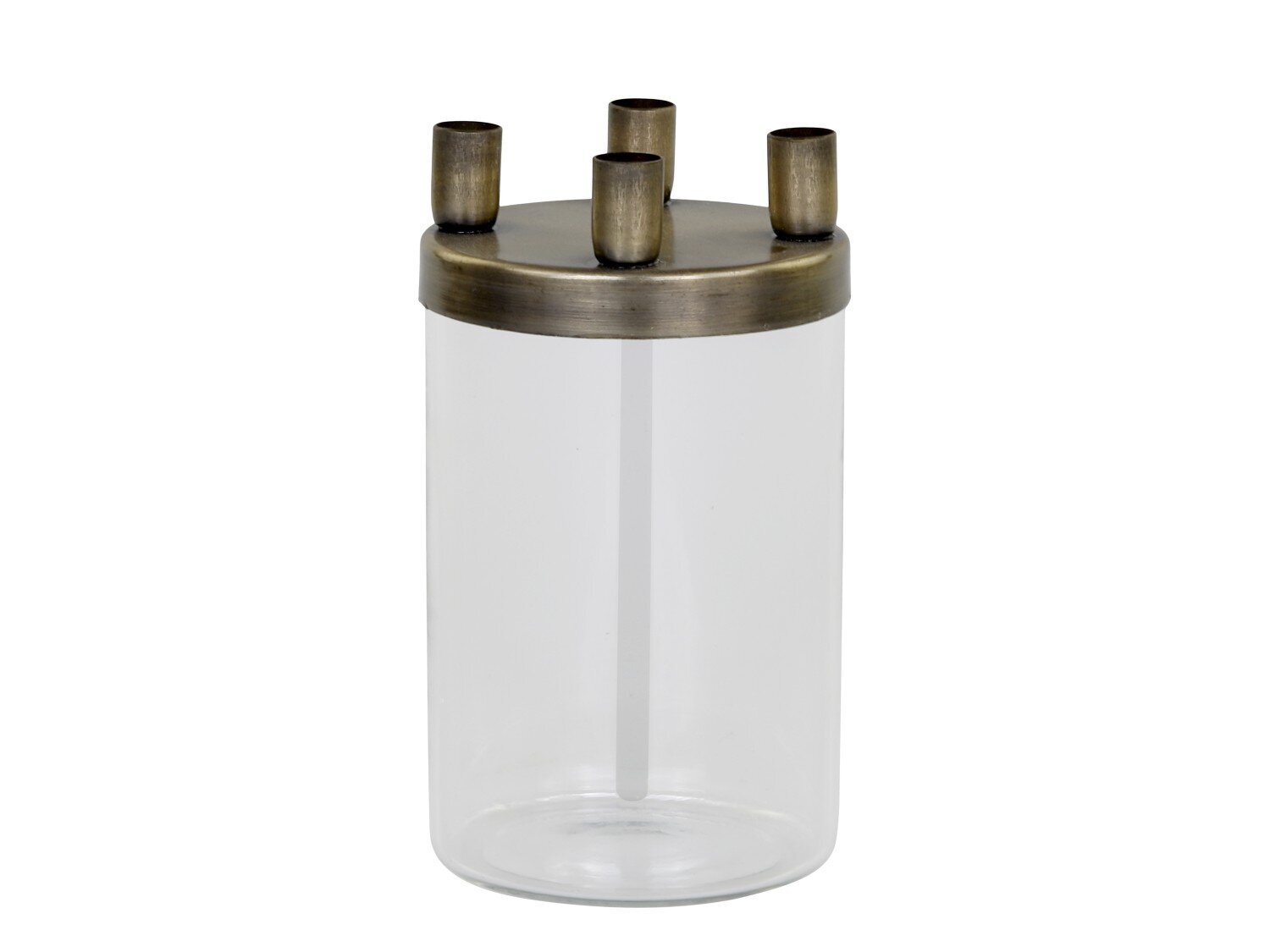 Kerzenständer mit Glas mit 4 Haltern, Messinglook, messing