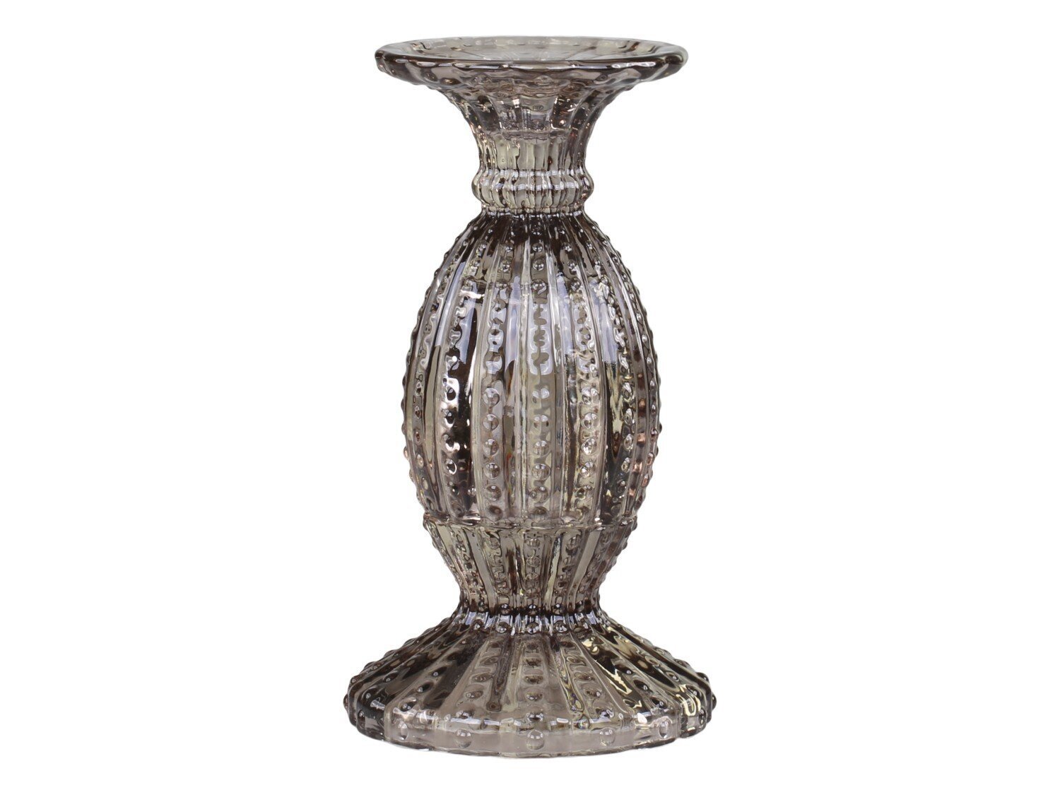 Kerzenständer mit Perlenkante, mokka H19,5/Ø10,5 cm