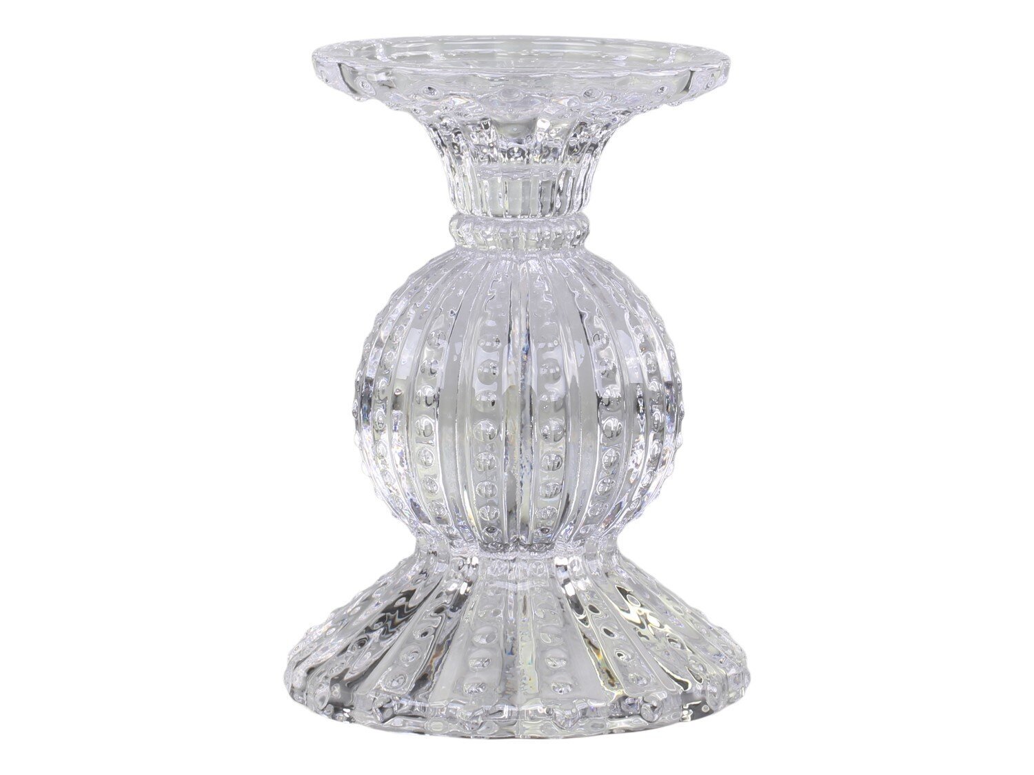 Kerzenständer mit Perlenkante, klar H14/Ø10 cm