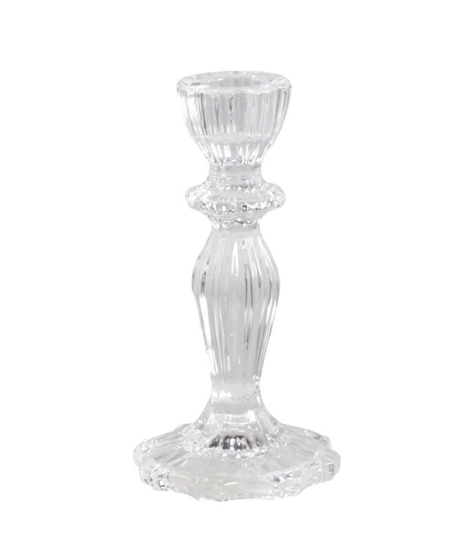 Chic Antique Kerzenständer aus Glas mit Spitzenkante, klar H15,5/Ø8 cm