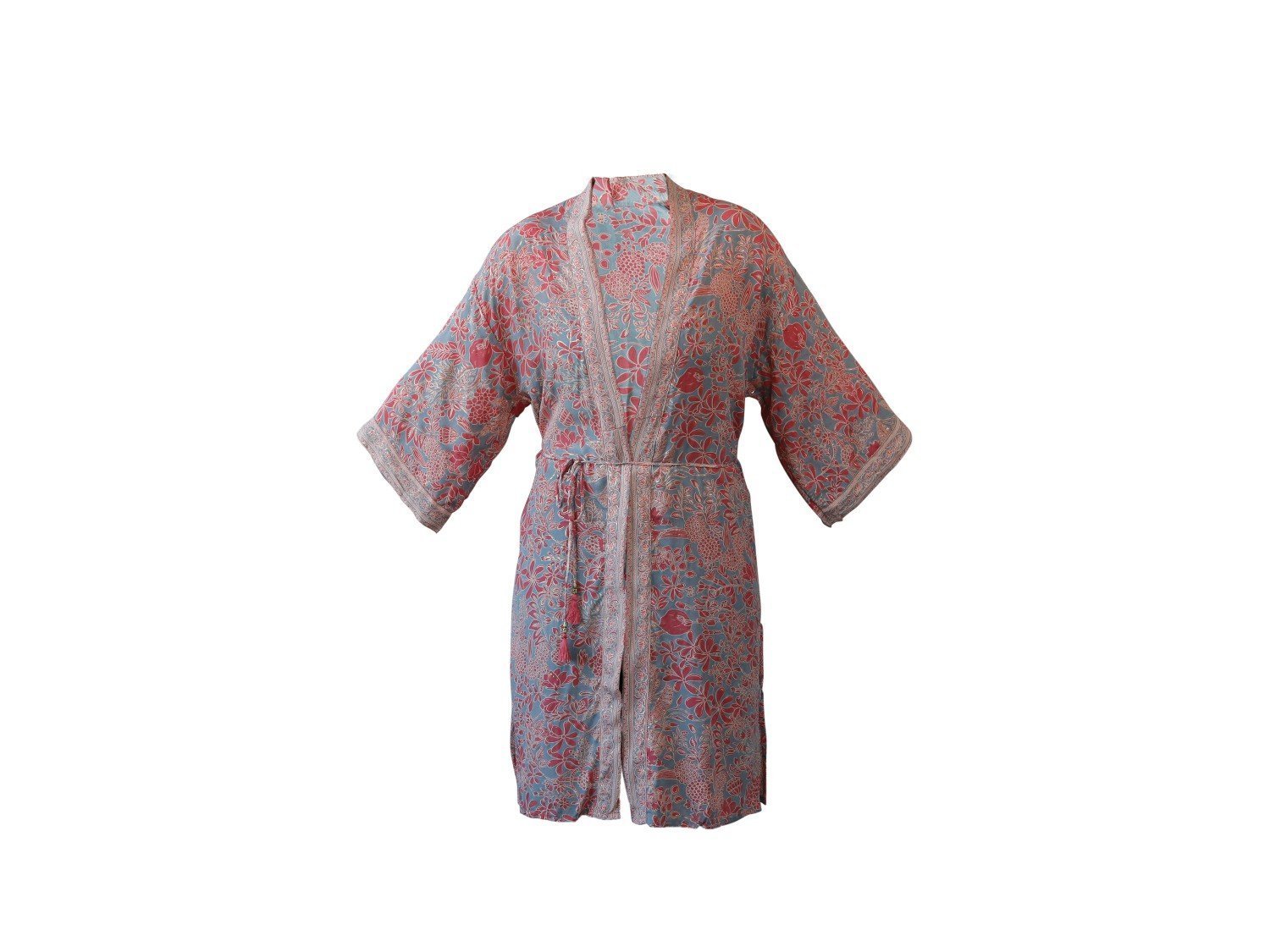 Kimono mit Bindegürtel, grau 