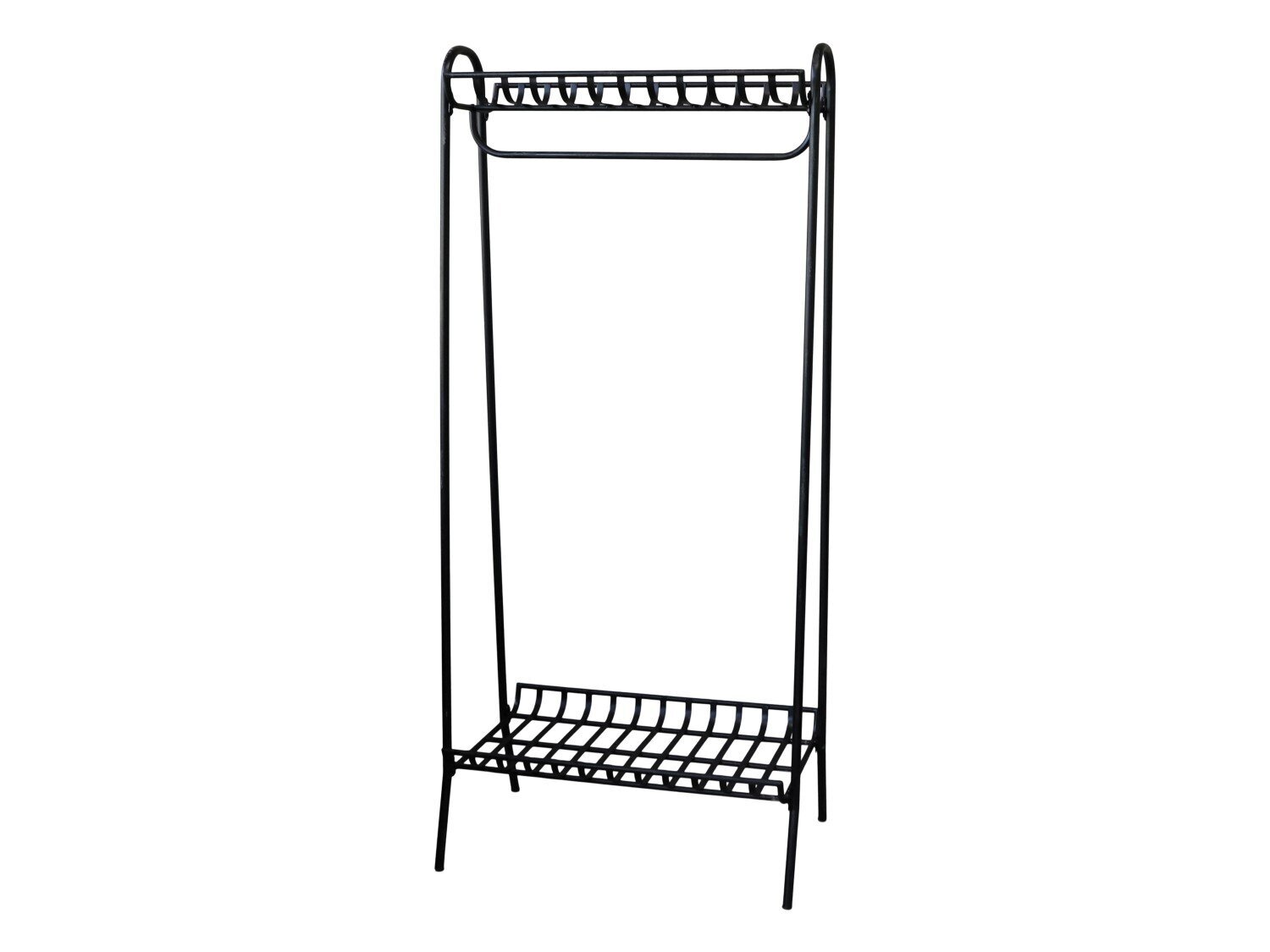 Kleiderständer mit 2 Regalablagen, antique schwarz 