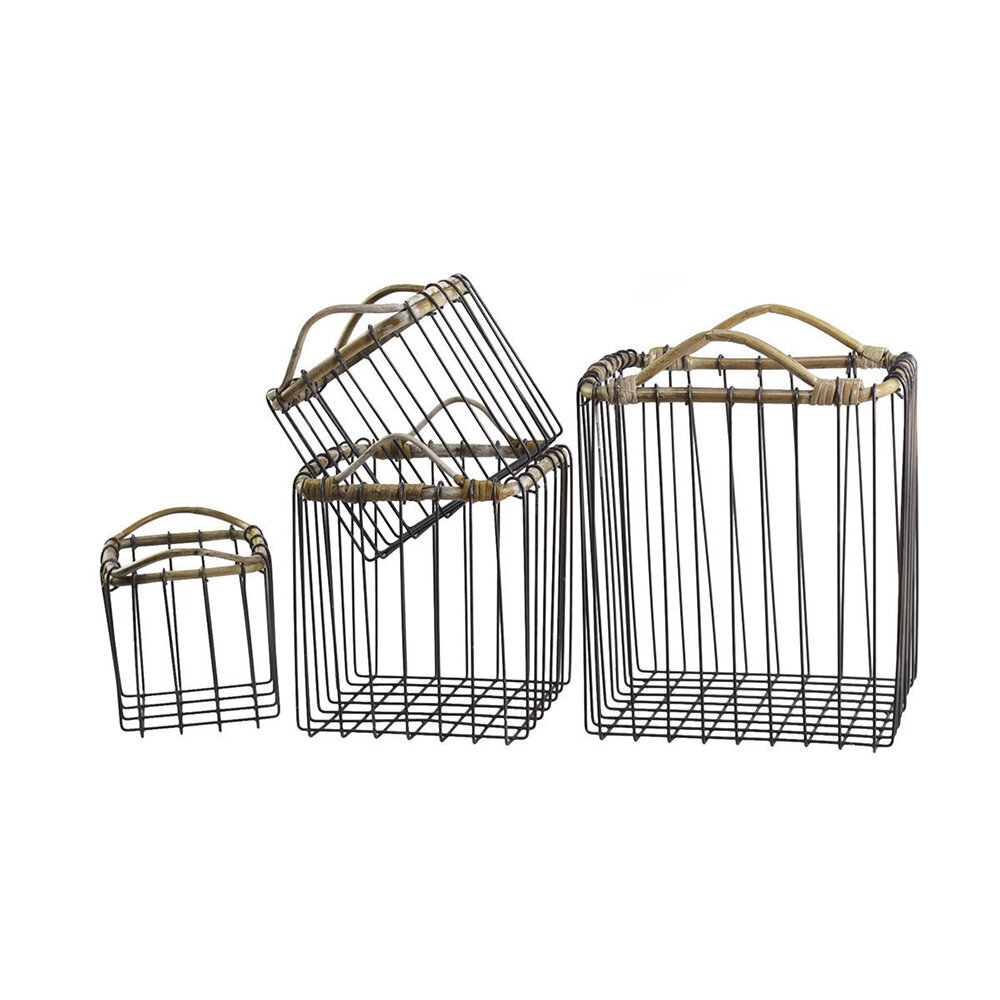 Chic Antique Körbe Bambus 4er Set, antik kohle H32,5/L24/W24 cm