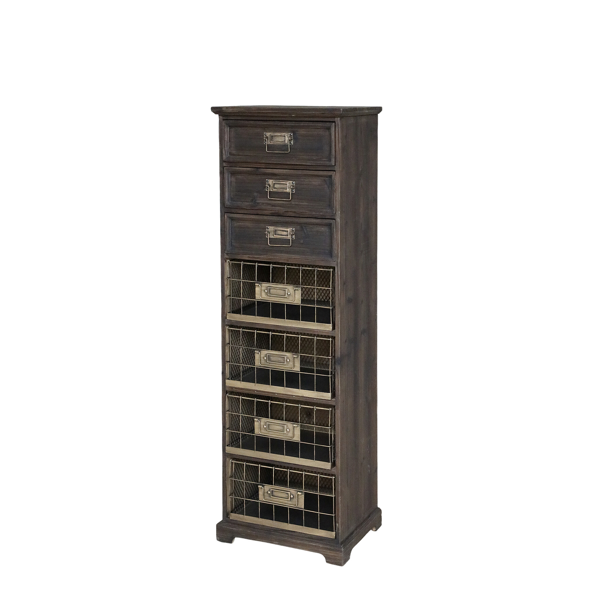 Kommode mit 4 Ablagen und Gitterkörben, natur 