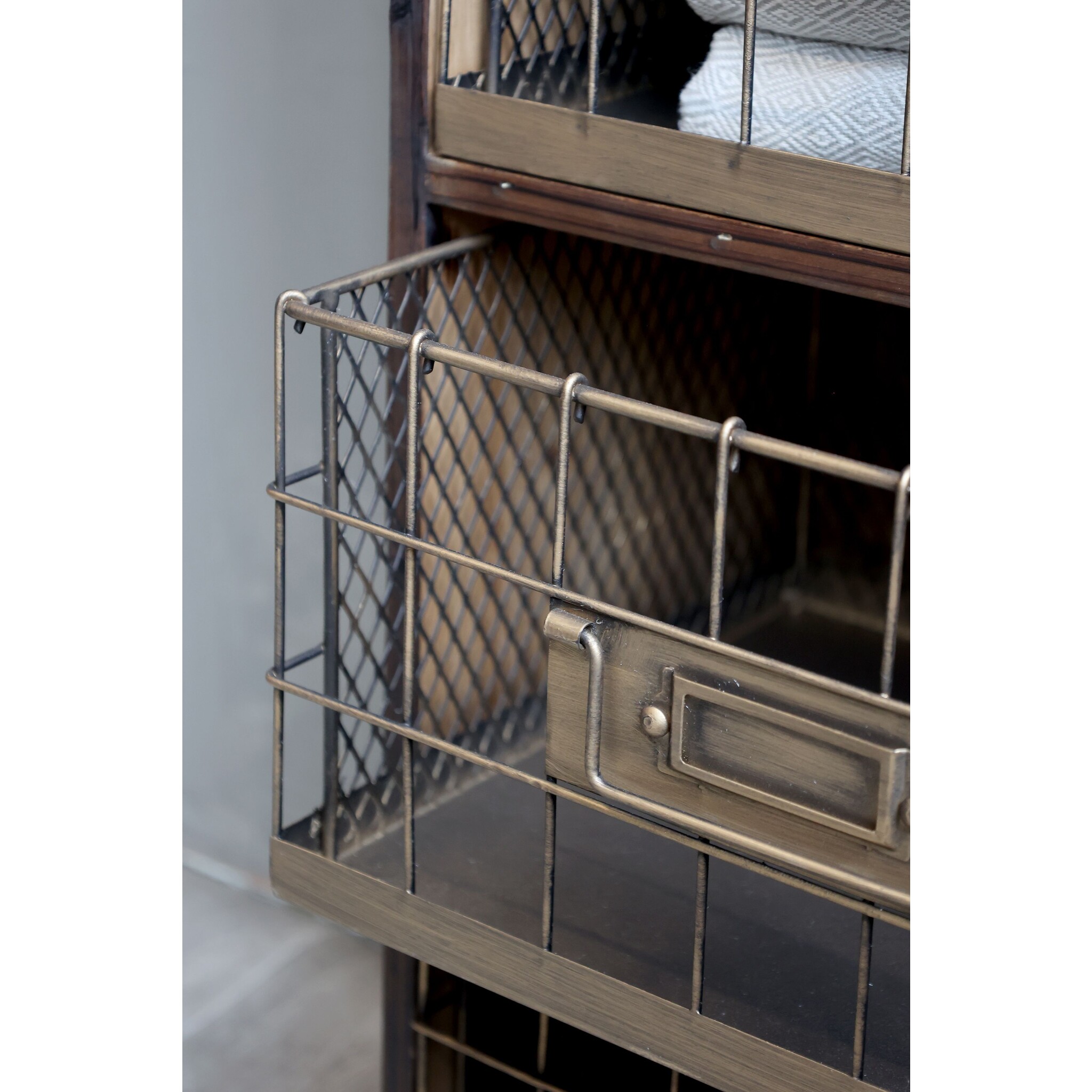 Kommode mit 4 Ablagen und Gitterkörben, natur 