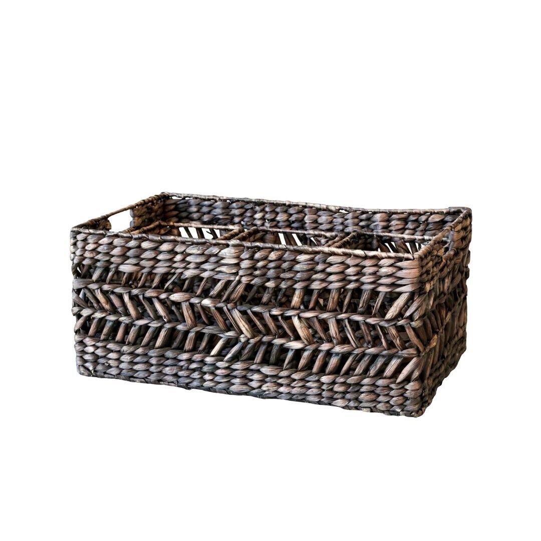 Korb 4er-Set aus Wasserhyazinthe, dunkel natur 