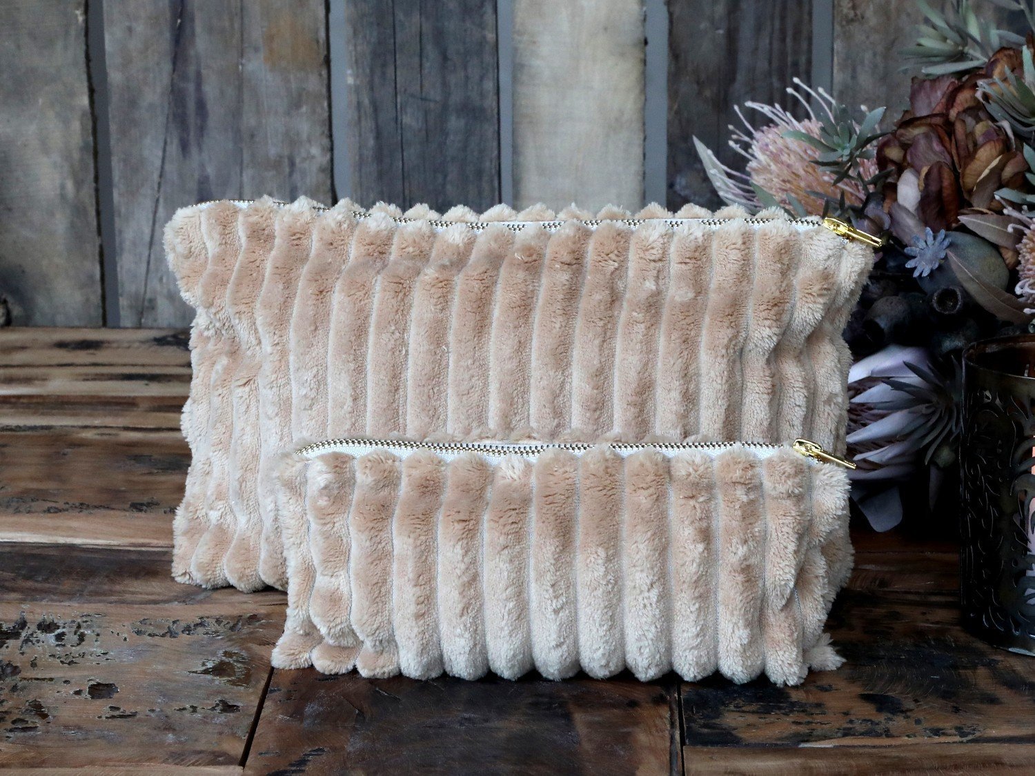 Kosmetikbeutel Velours, karamell 