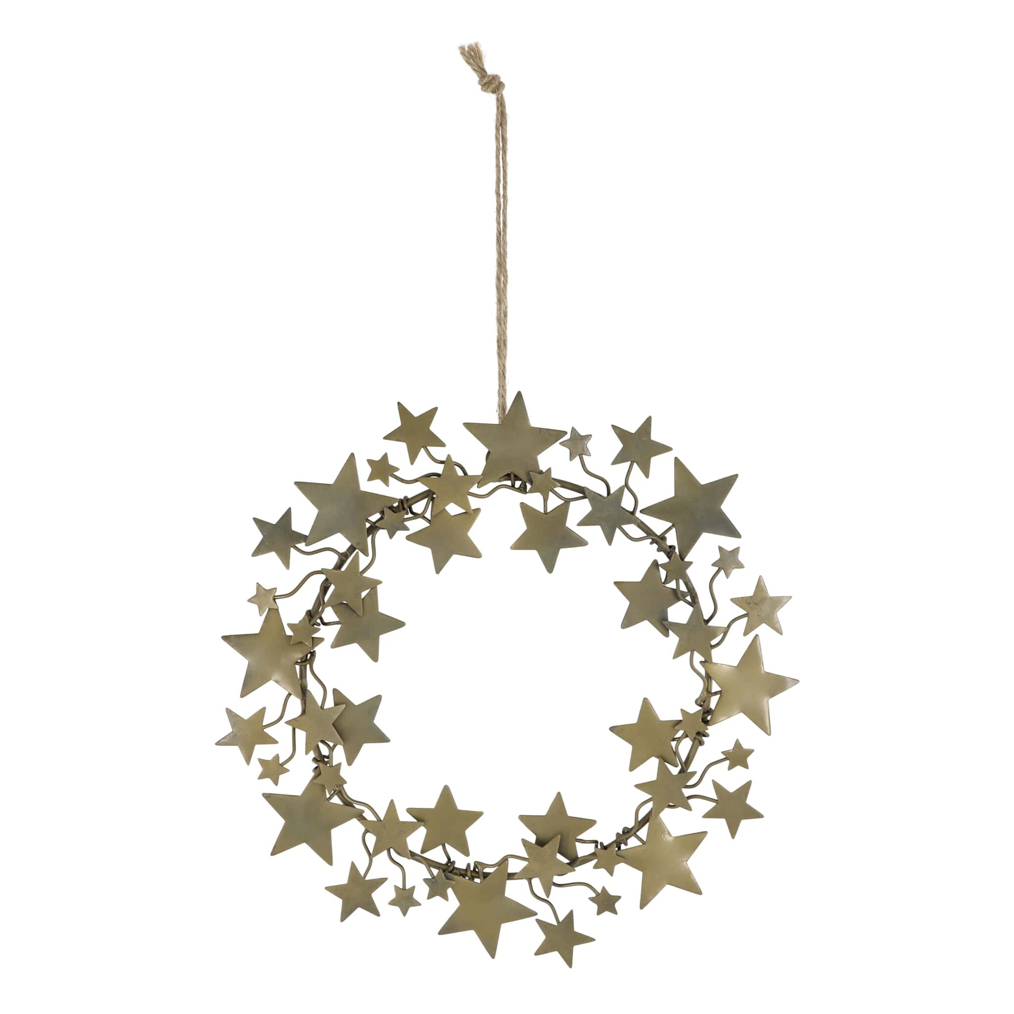Kranz mit Sternen zum Aufhängen, antique messing 