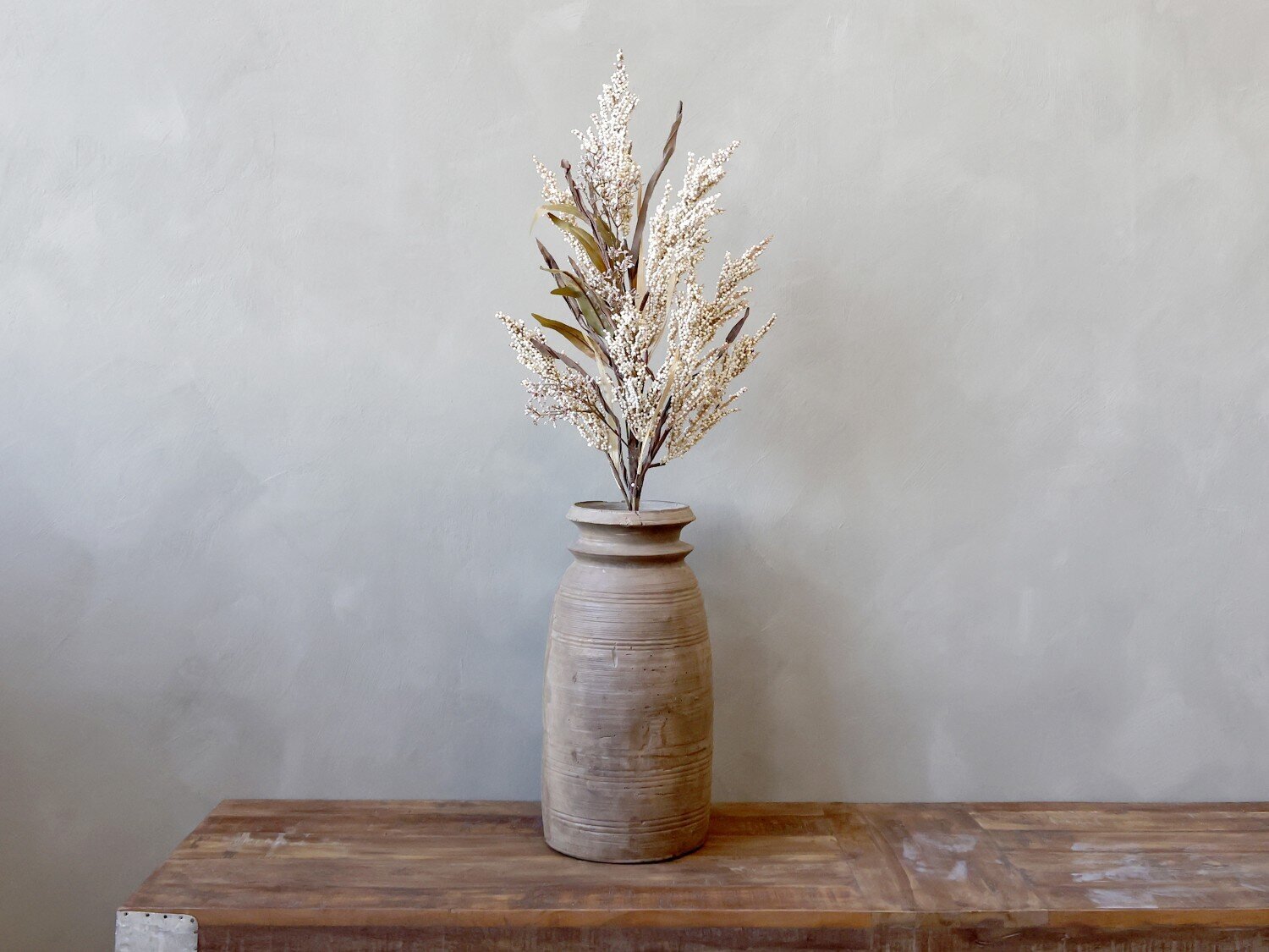 Künstlicher Deko Zweig mit Samenkapsel, creme 