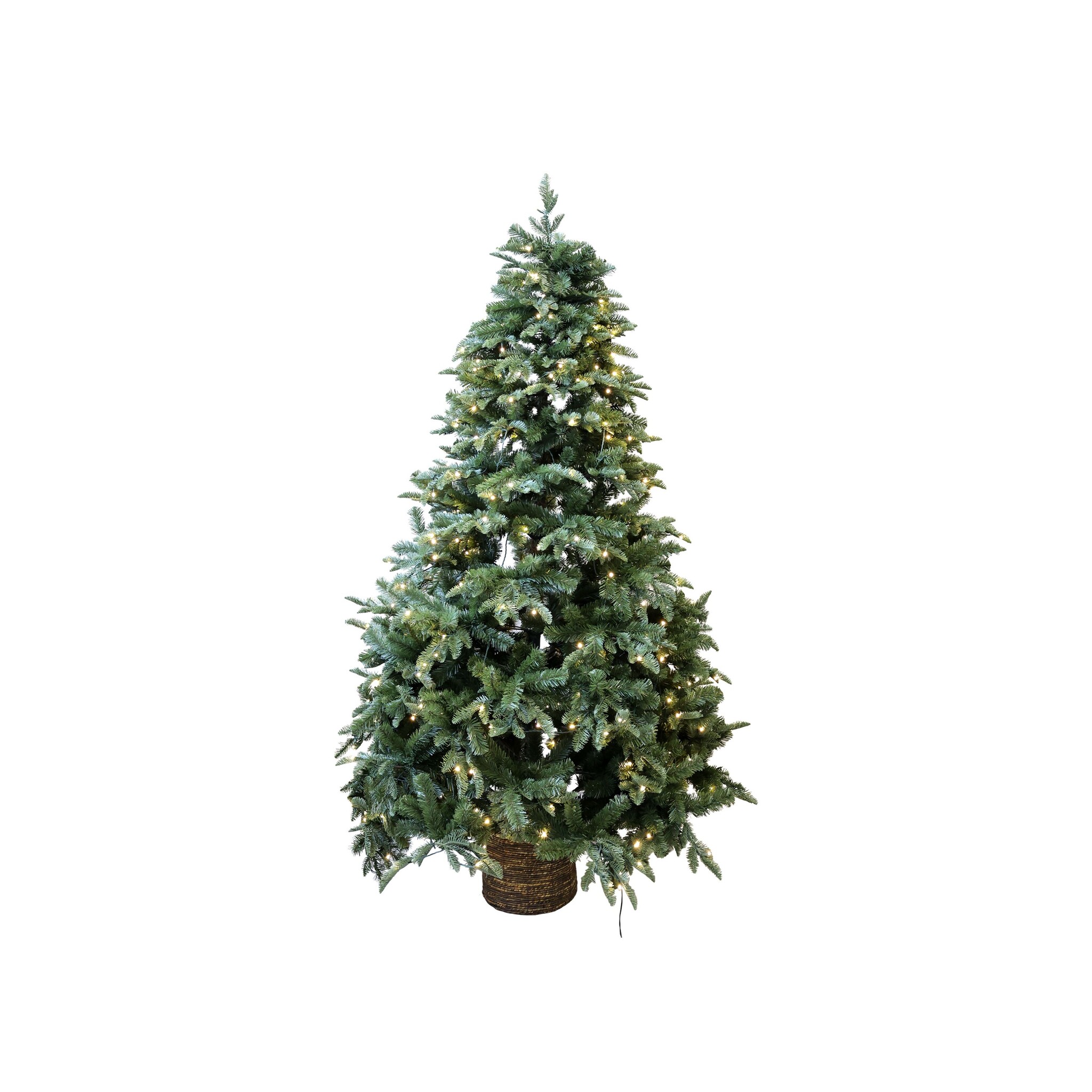 Künstlicher Weihnachtsbaum Fleur mit Korb & LED-Lichterkette mit Timer, grün 