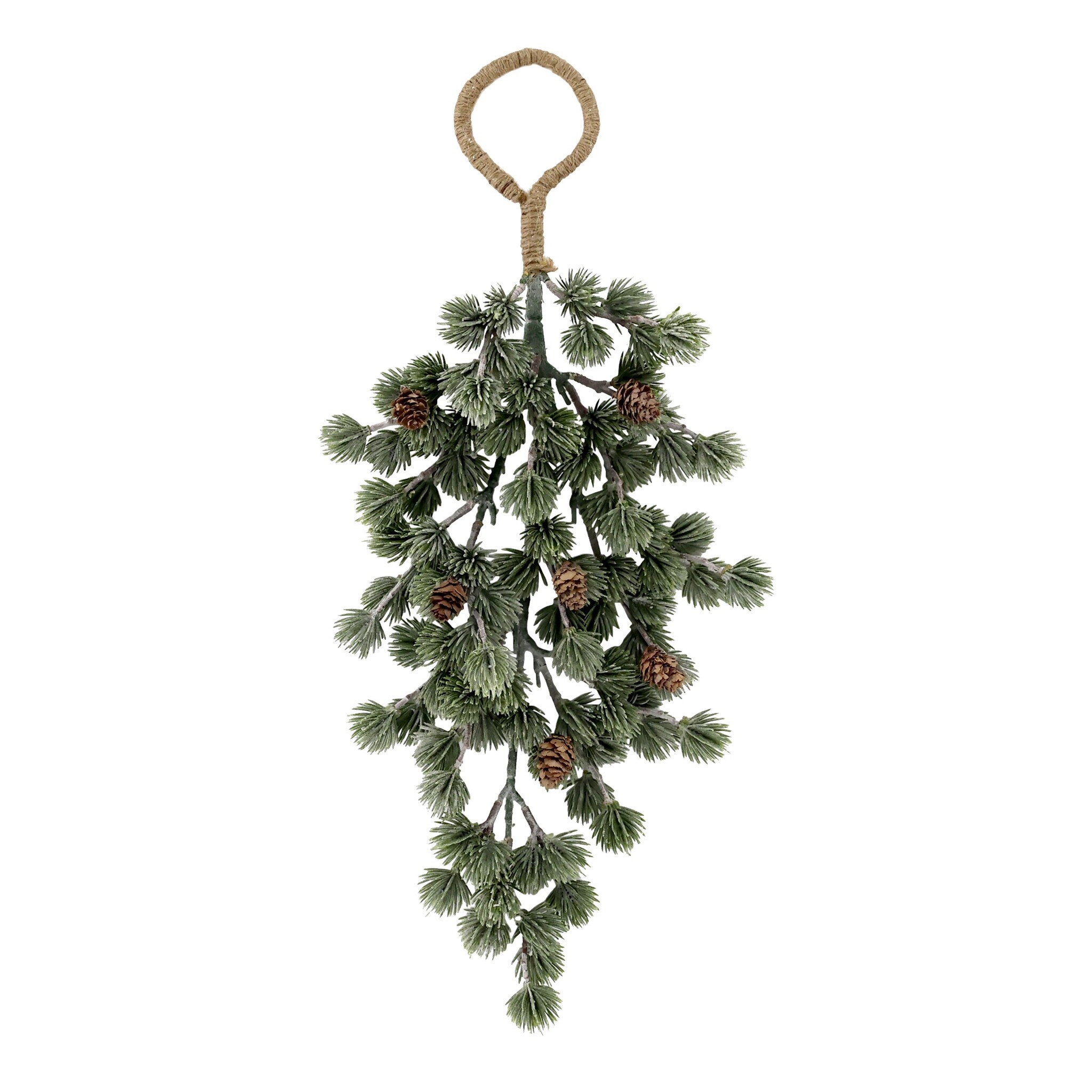 Künstlicher Zedernbaumzweig mit Zapfen zum Aufhängen, grün 