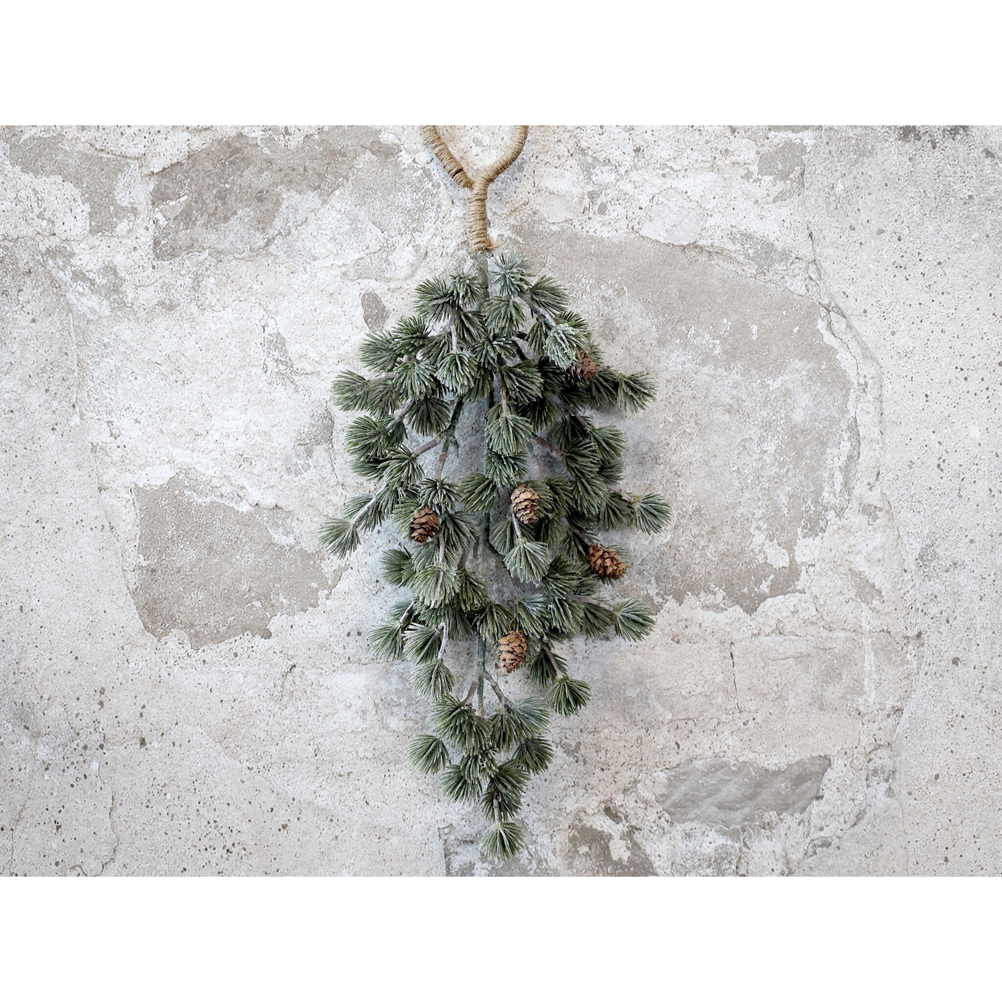 Künstlicher Zedernbaumzweig mit Zapfen zum Aufhängen, grün 