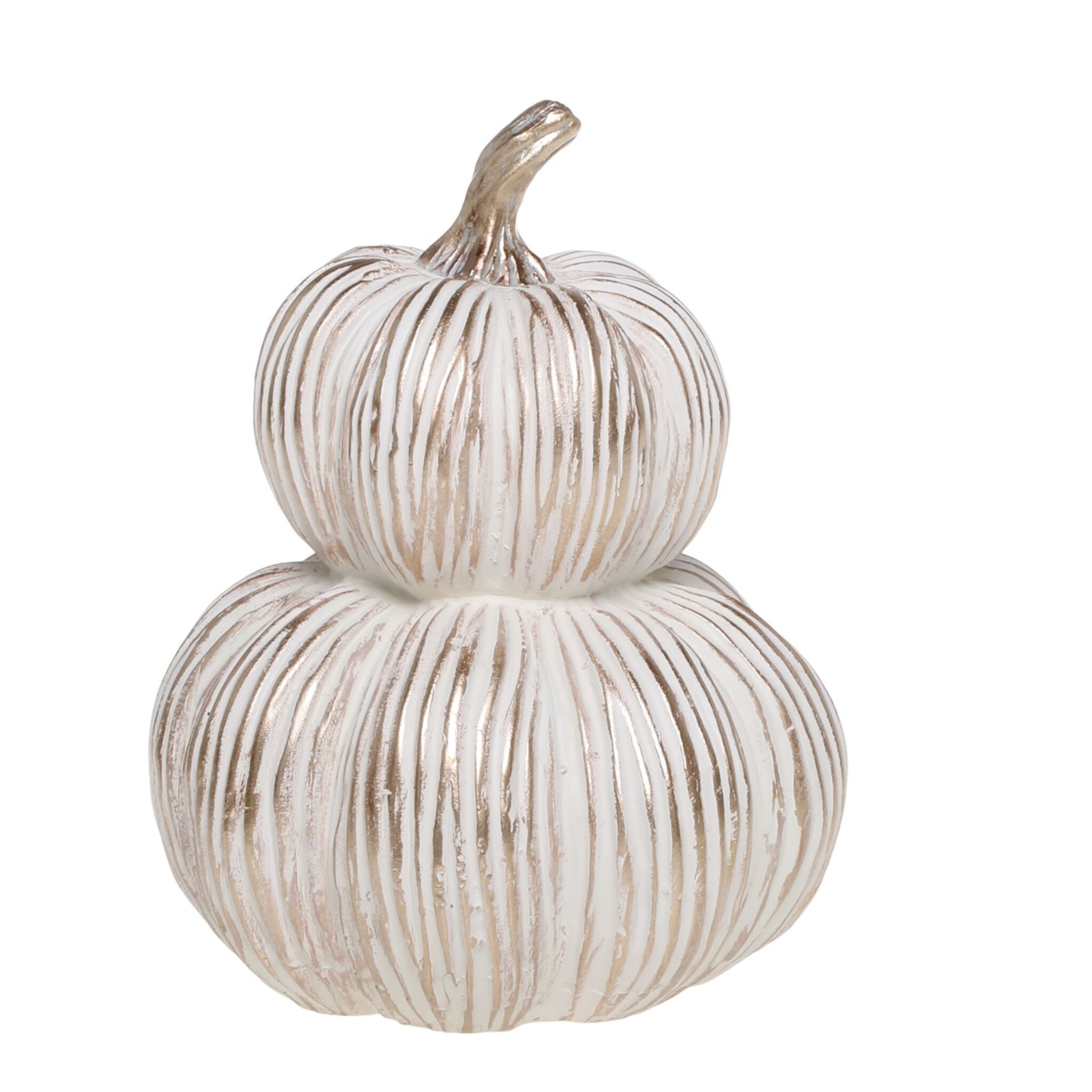 Kürbis mit Gold, antique creme Höhe 18,5, Ø 14,5 cm