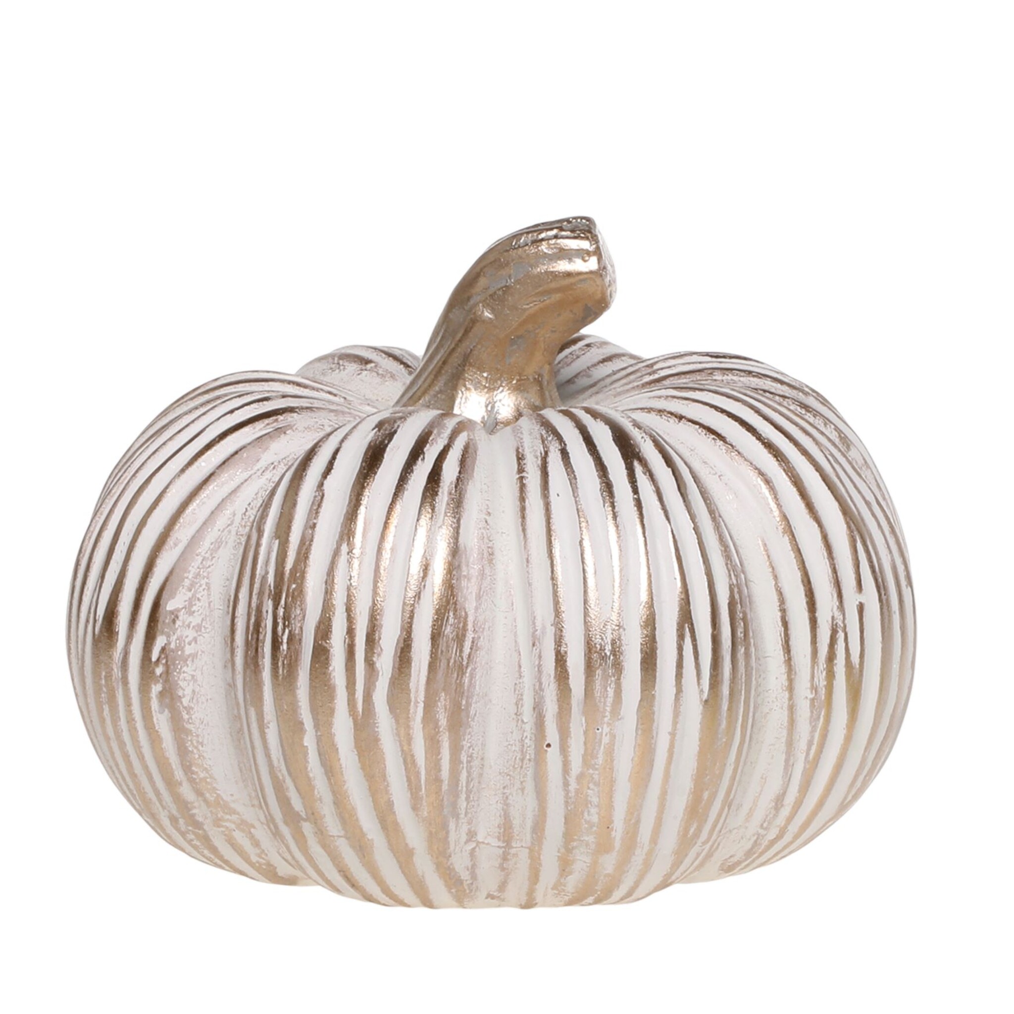 Kürbis mit Gold, antique creme Höhe 12,5, Ø 16 cm