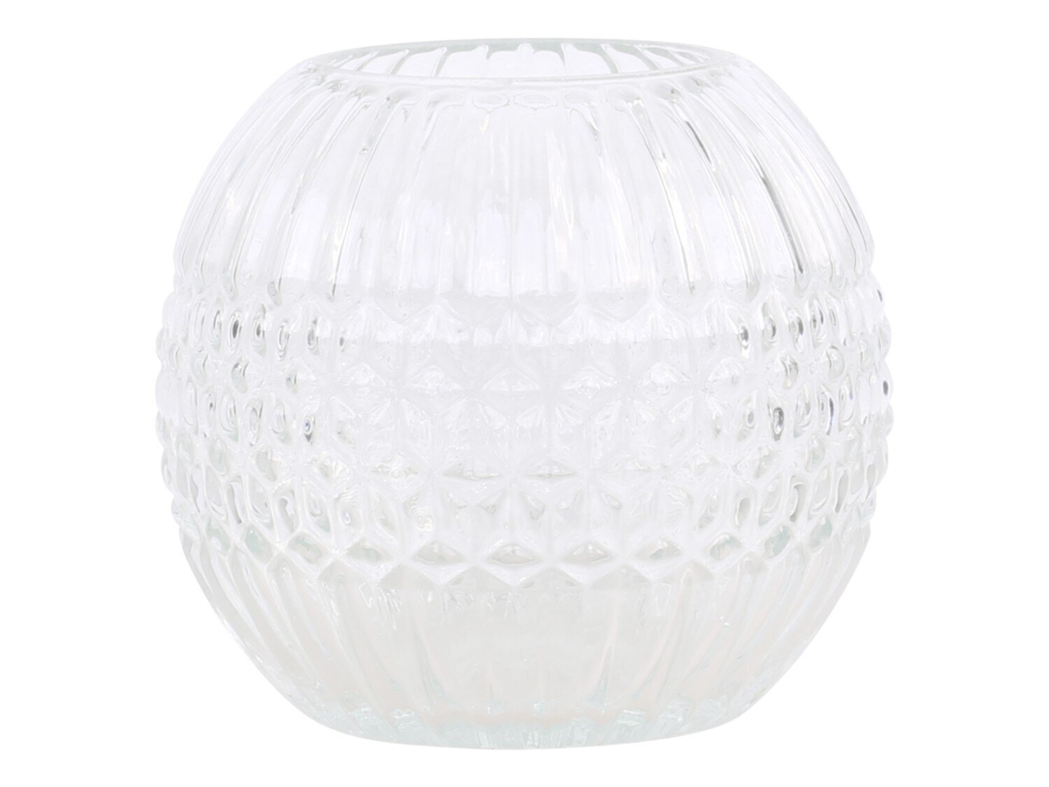 Kugelvase mit Rillen, klar H10/Ø11 cm
