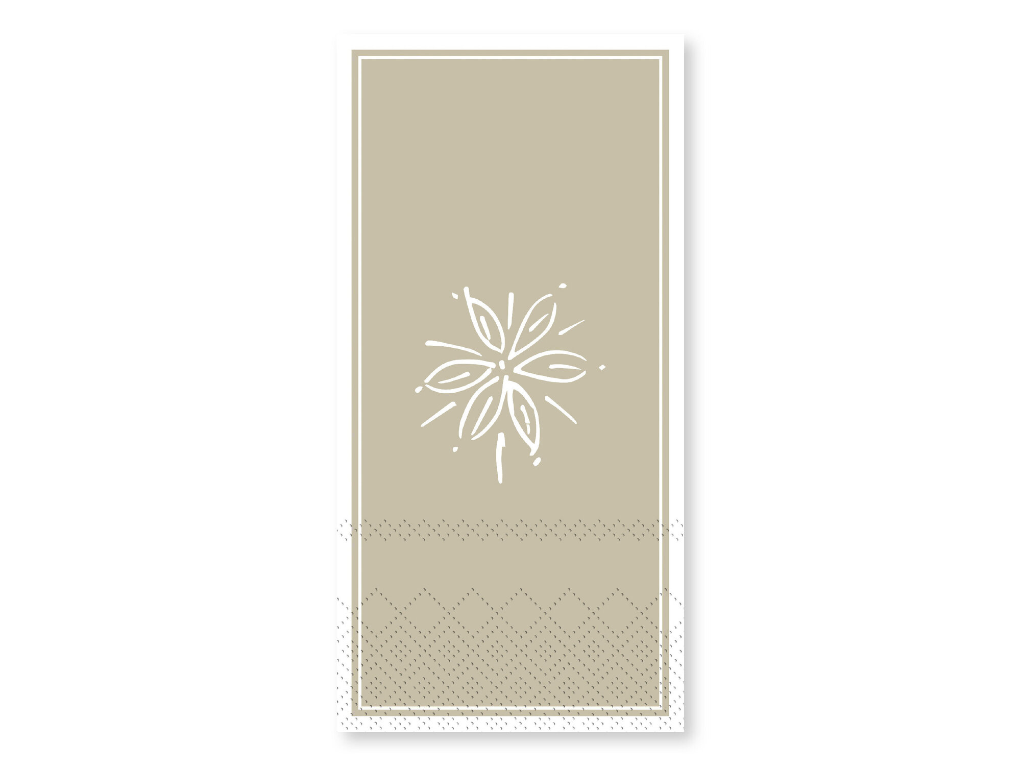 Längliche Serviette mit Blumenmotiv, latte 