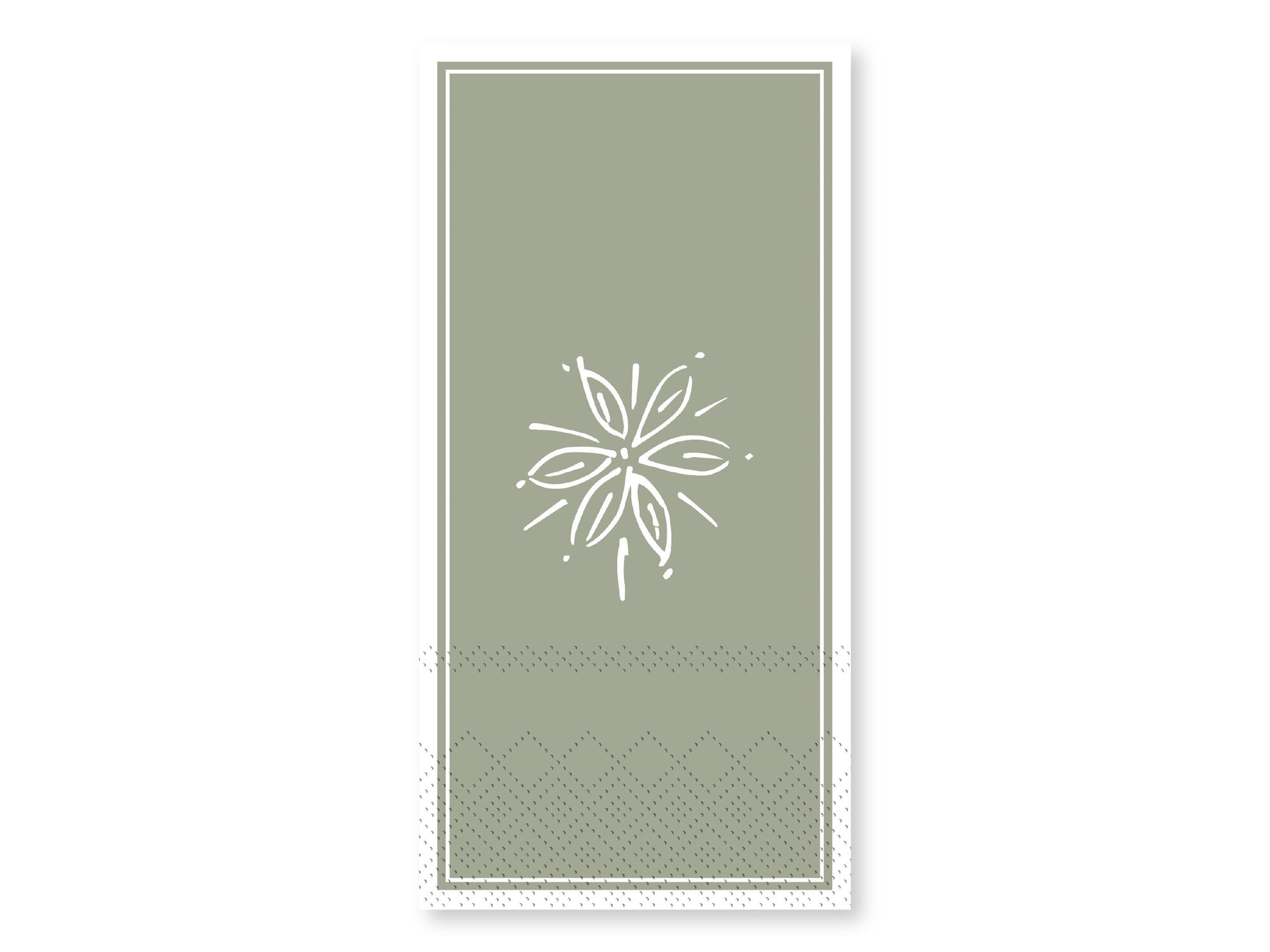 Längliche Serviette mit Blumenmotiv, verte 