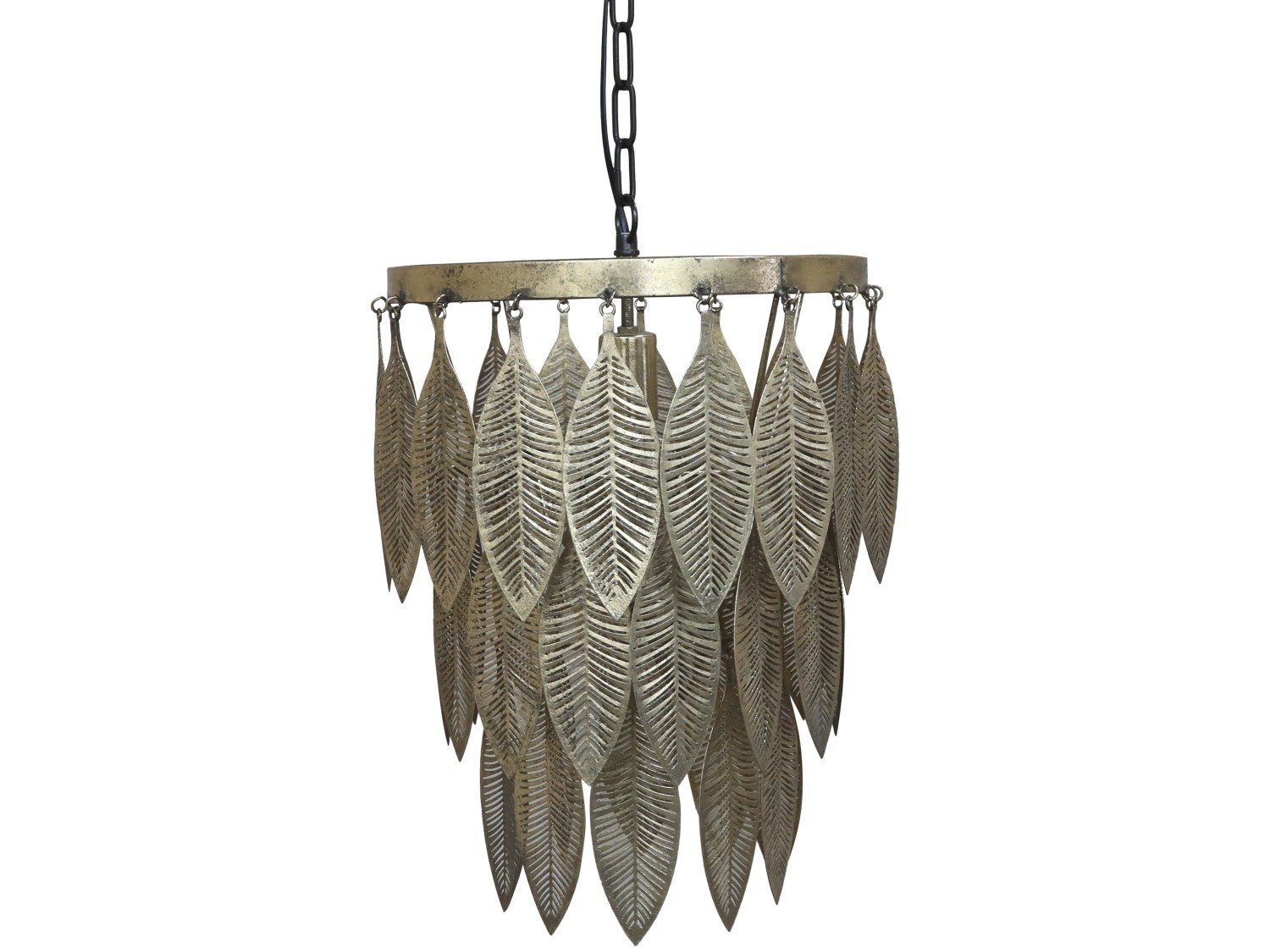 Chic Antique Lampe mit Metalldekoration, antik messing H52,5/D37,5 cm