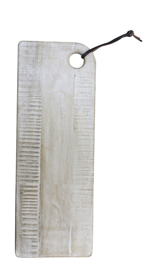 Chic Antique Laon Tapasbrett aus Mangoholz mit Füßen, weiss 50 x 18 cm