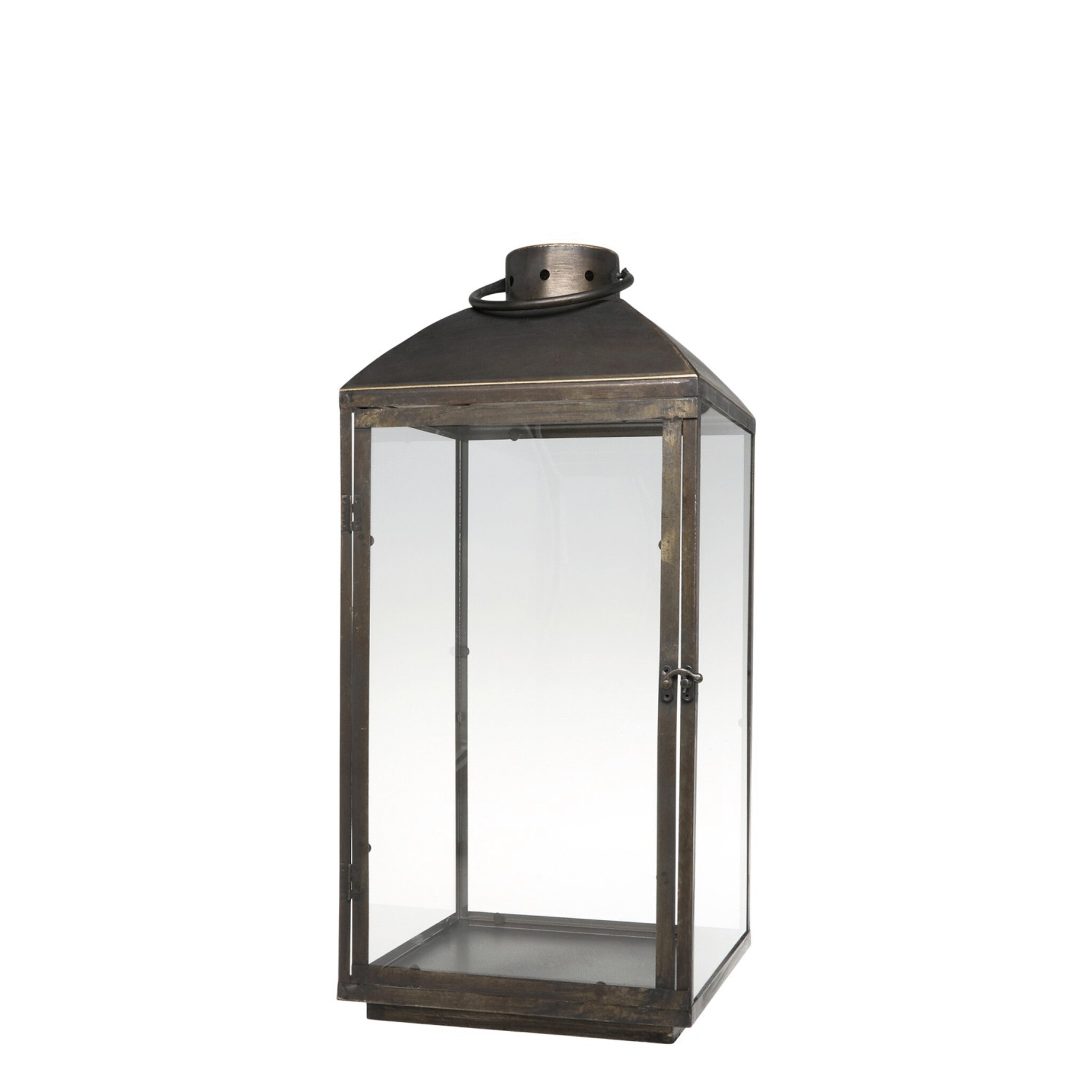 Laterne Antik Messing in 2 Größen, messing Höhe 56,5, Länge: 27, Breite: 28 cm