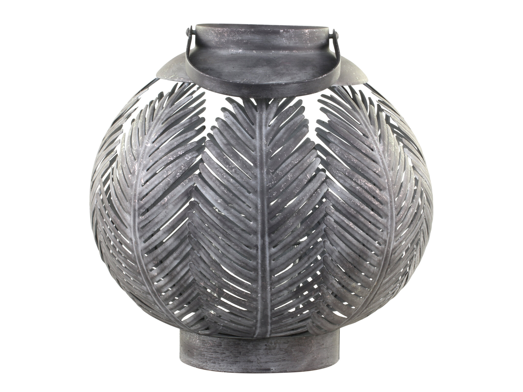 Laterne aus Eisen mit Blattdekor, antik zink Ø44 x H43 cm