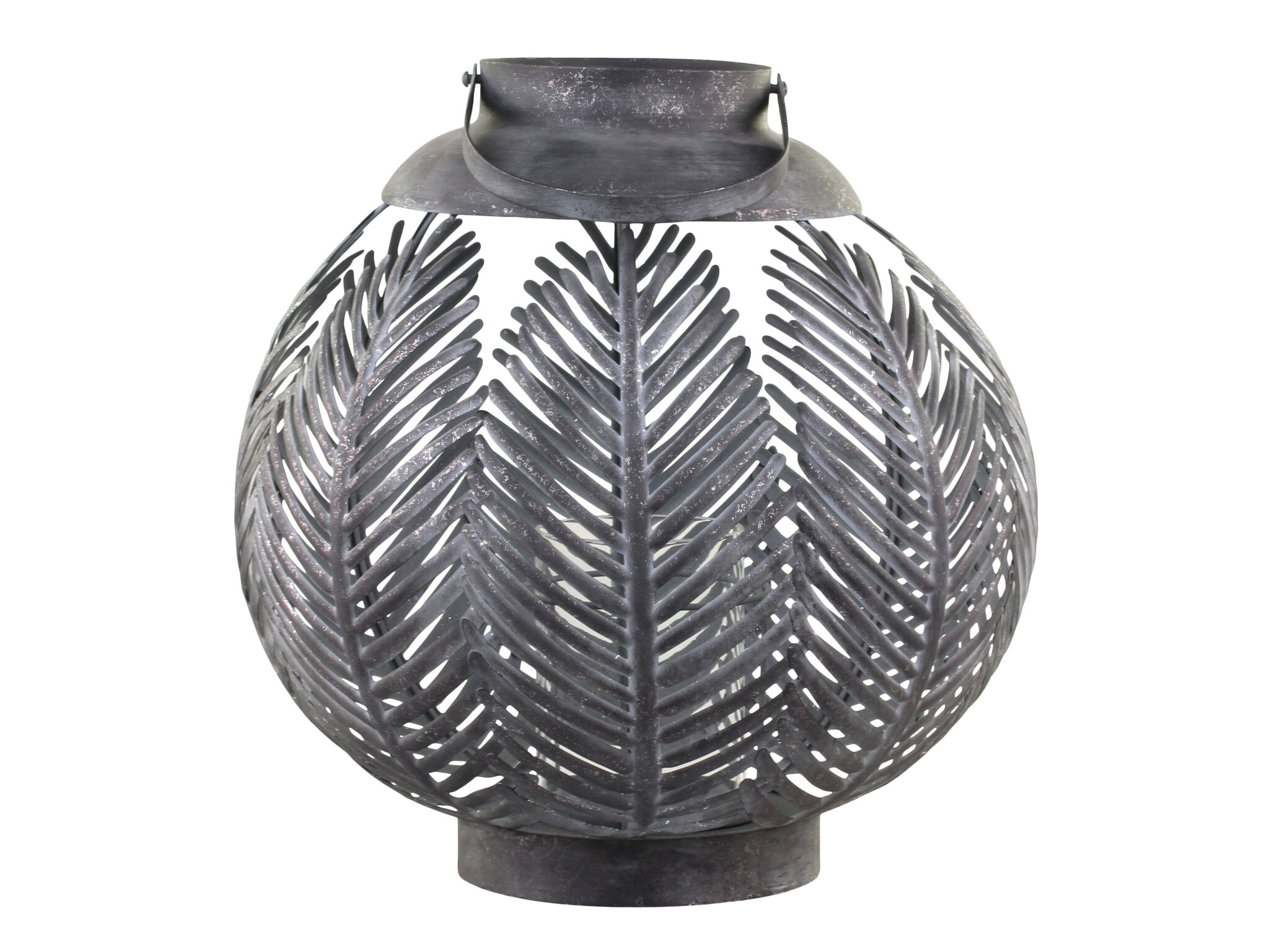 Laterne aus Eisen mit Blattdekor, antik zink Ø34 x H33 cm